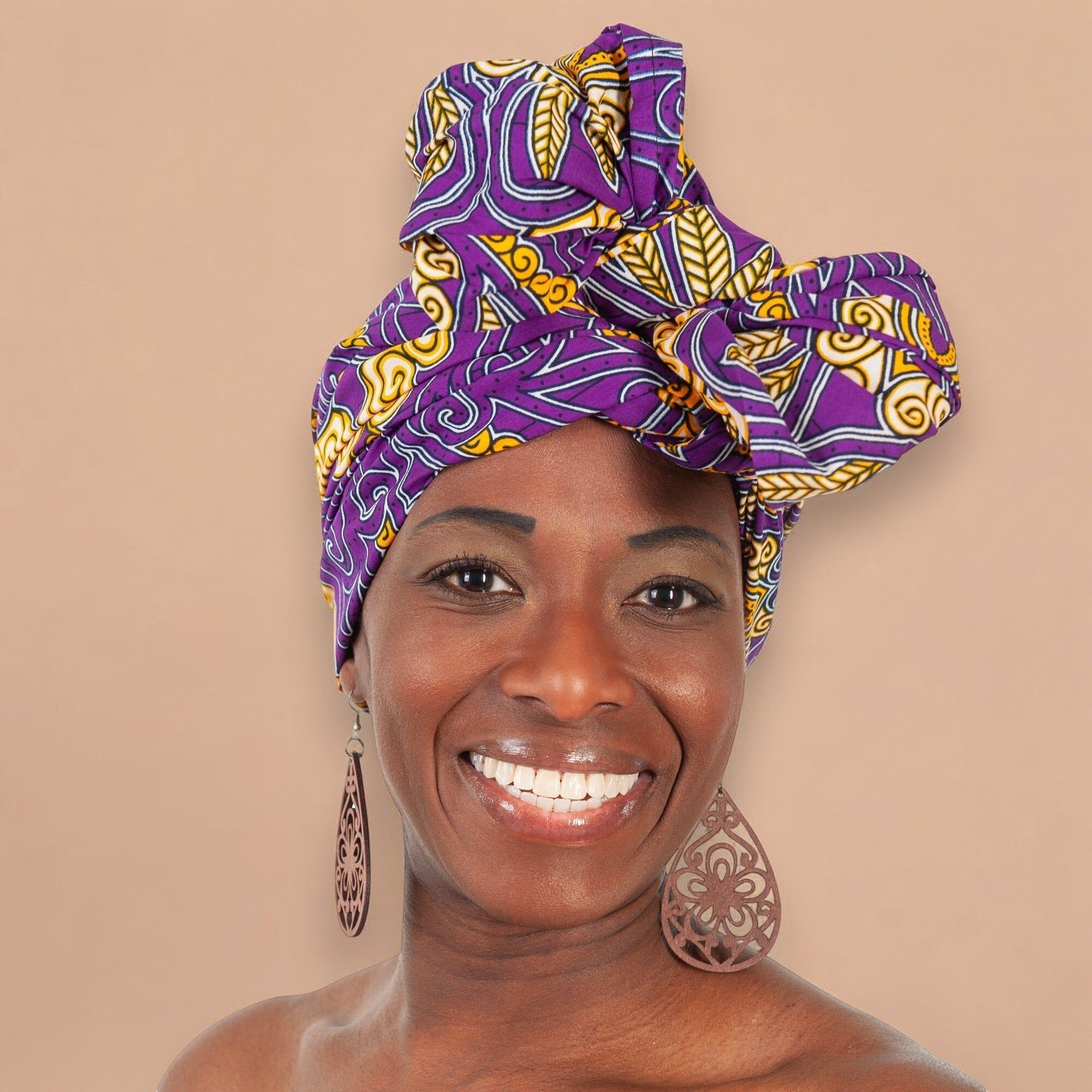 Headwrap africain - Violet / jaune
