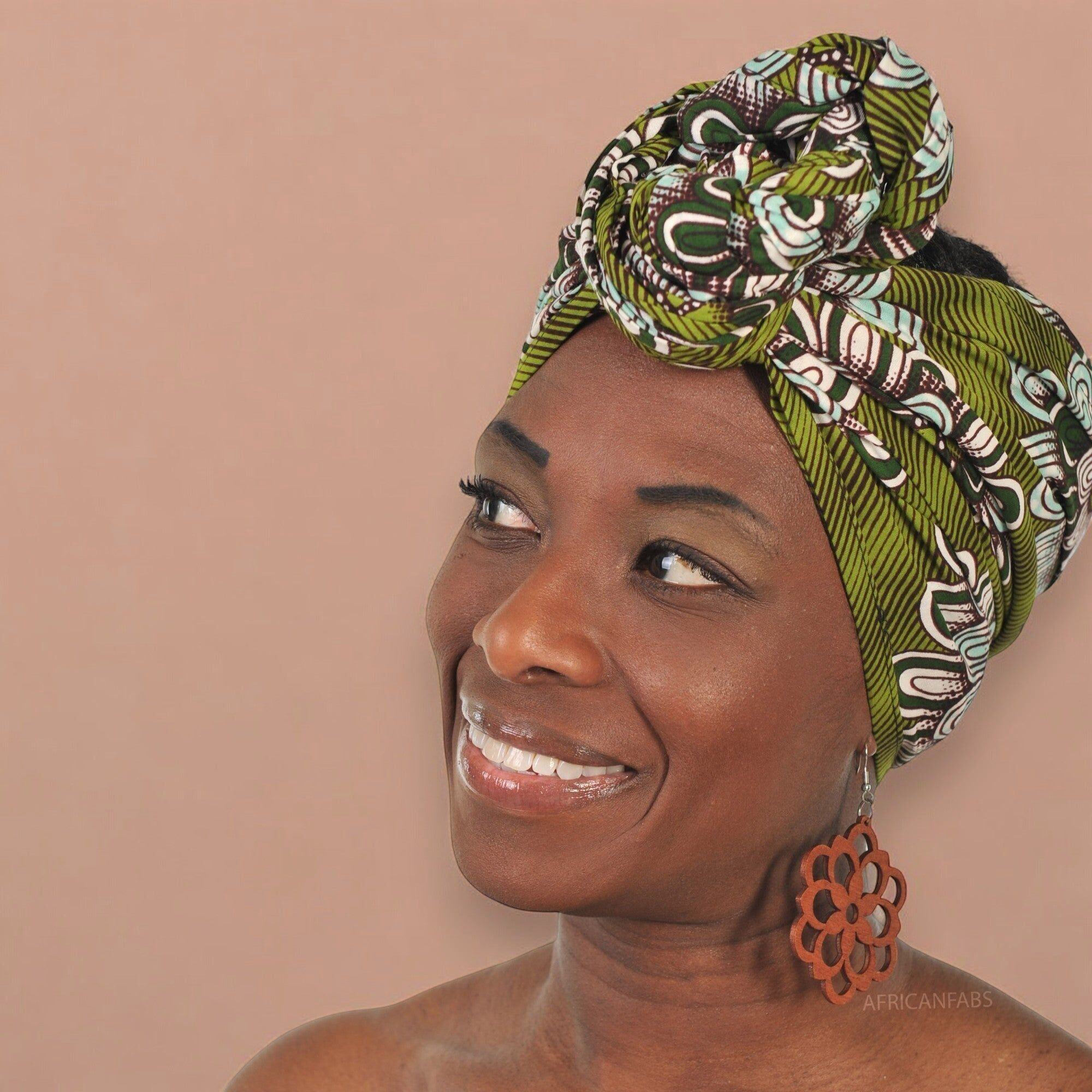 Afrikanisches Kopftuch – Grüne Blume