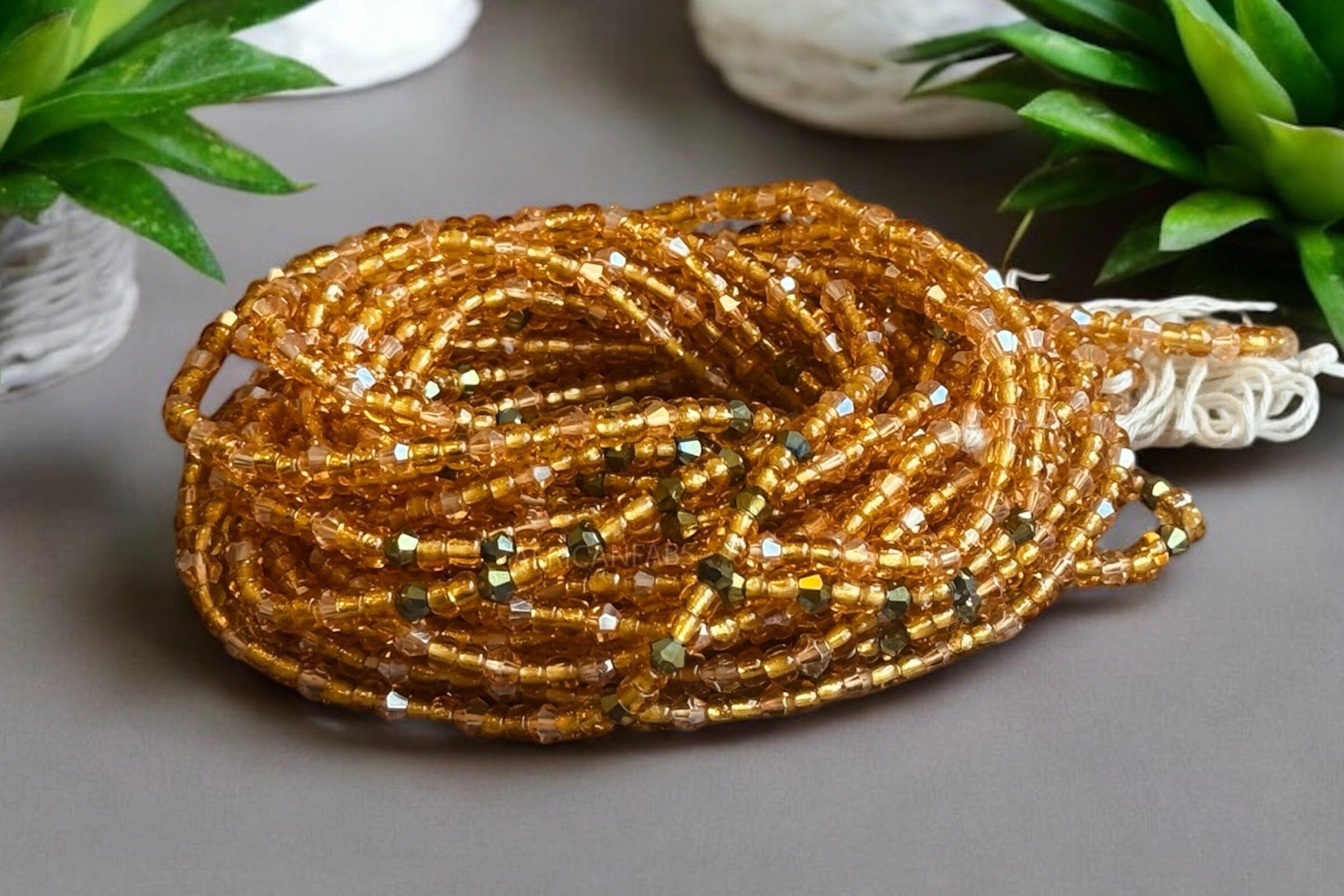 Perles de taille / Chaîne de hanche africaine - Ose - Or (Fil traditionnel non élastique)