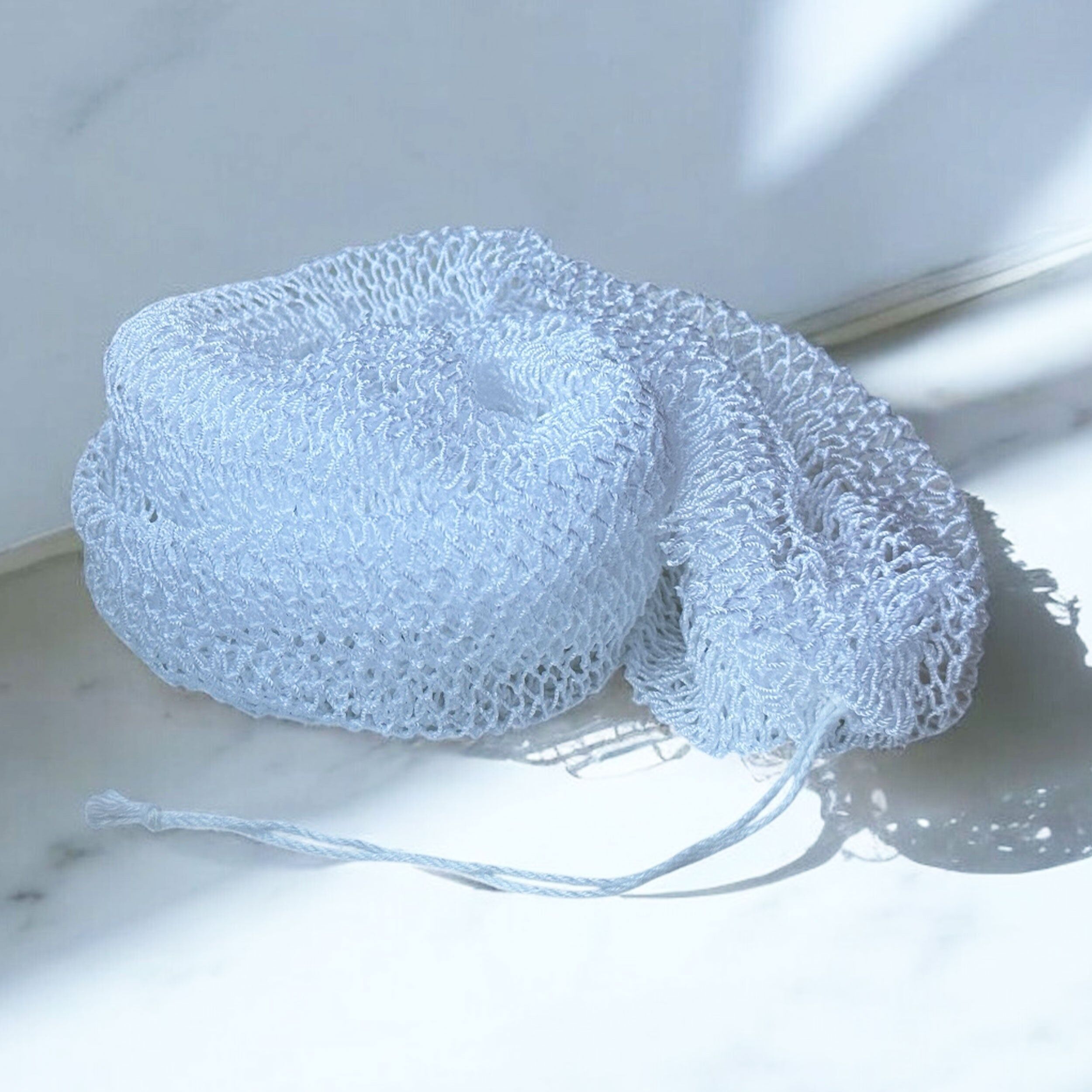 5 Stück – Afrikanischer Netzschwamm / Afrikanisches Peelingnetz / Sapo-Schwamm – Weiß