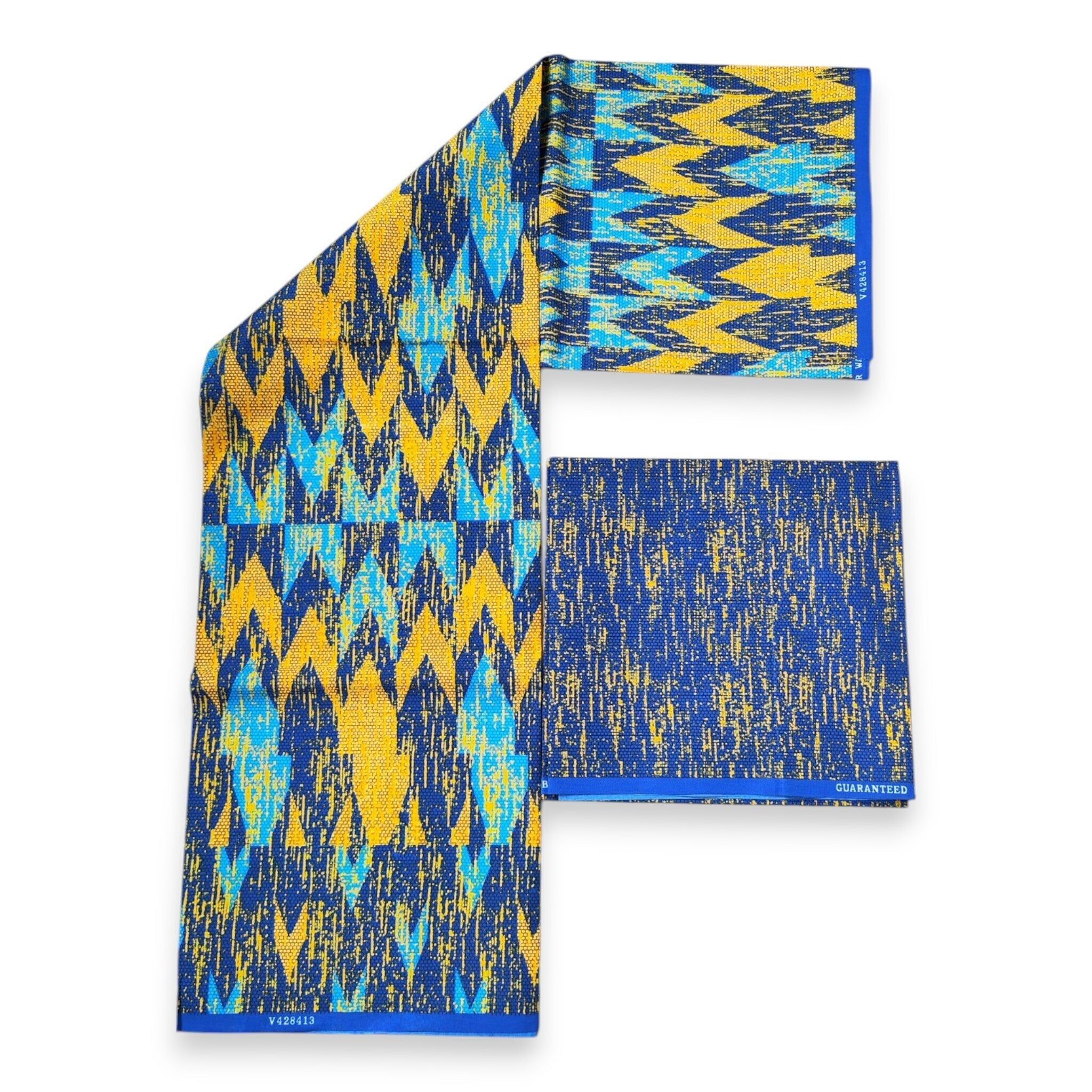 Afrikanischer Druckstoff – Zweifarbiger Druck, Baumwollmischgewebe – 6 Yards Kombination (4+2 Yards) PO-5034