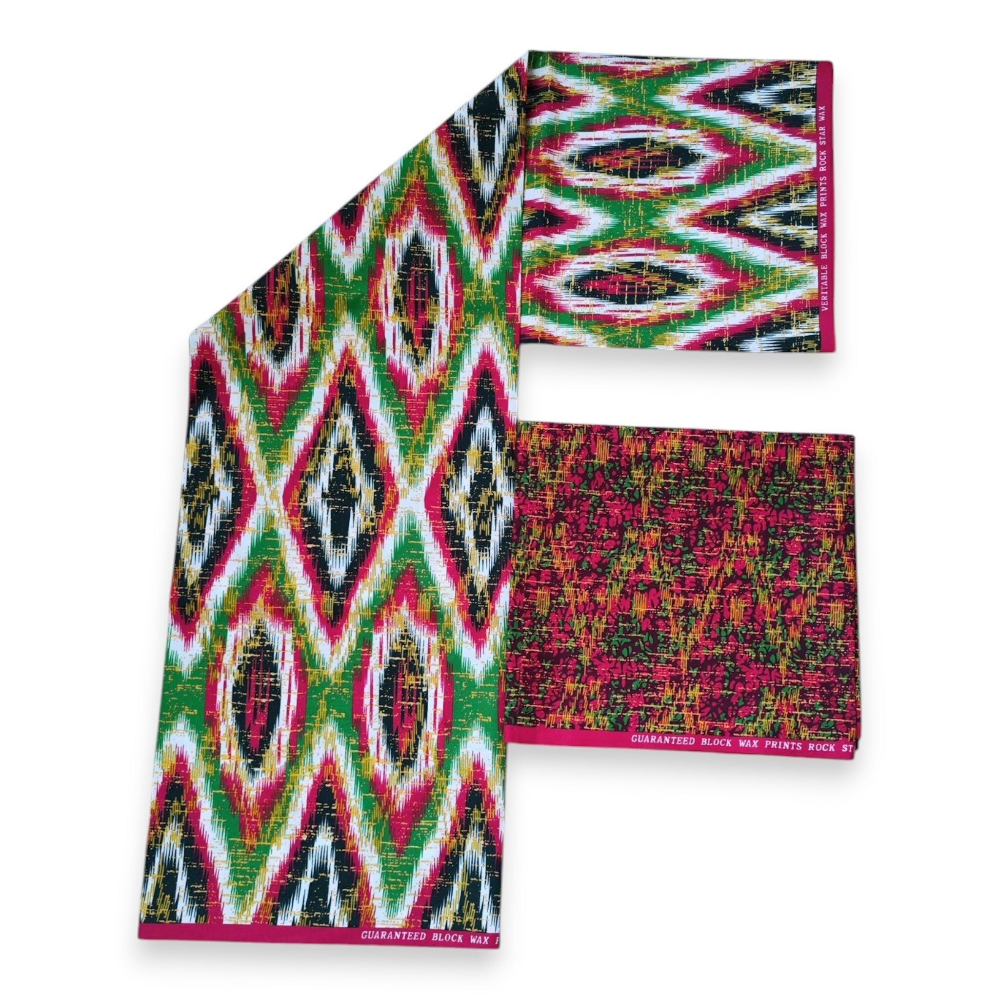 Afrikanischer Druckstoff – Zweifarbiger Druck, Baumwollmischgewebe – 6 Yards Kombination (4+2 Yards) PO-5029