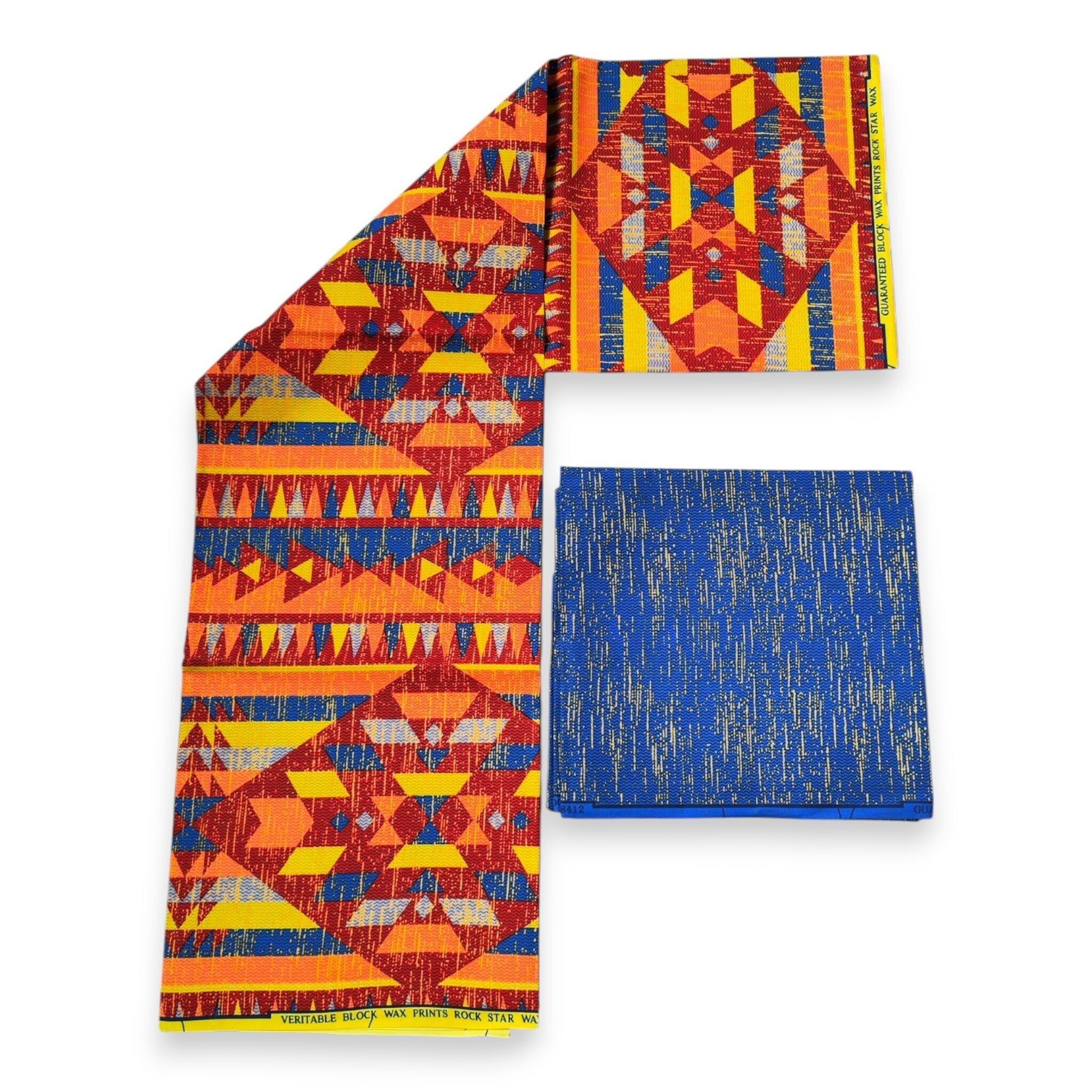 Tissu imprimé africain - Polycoton imprimé bicolore - 6 yards (4+2 yards) PO-5028