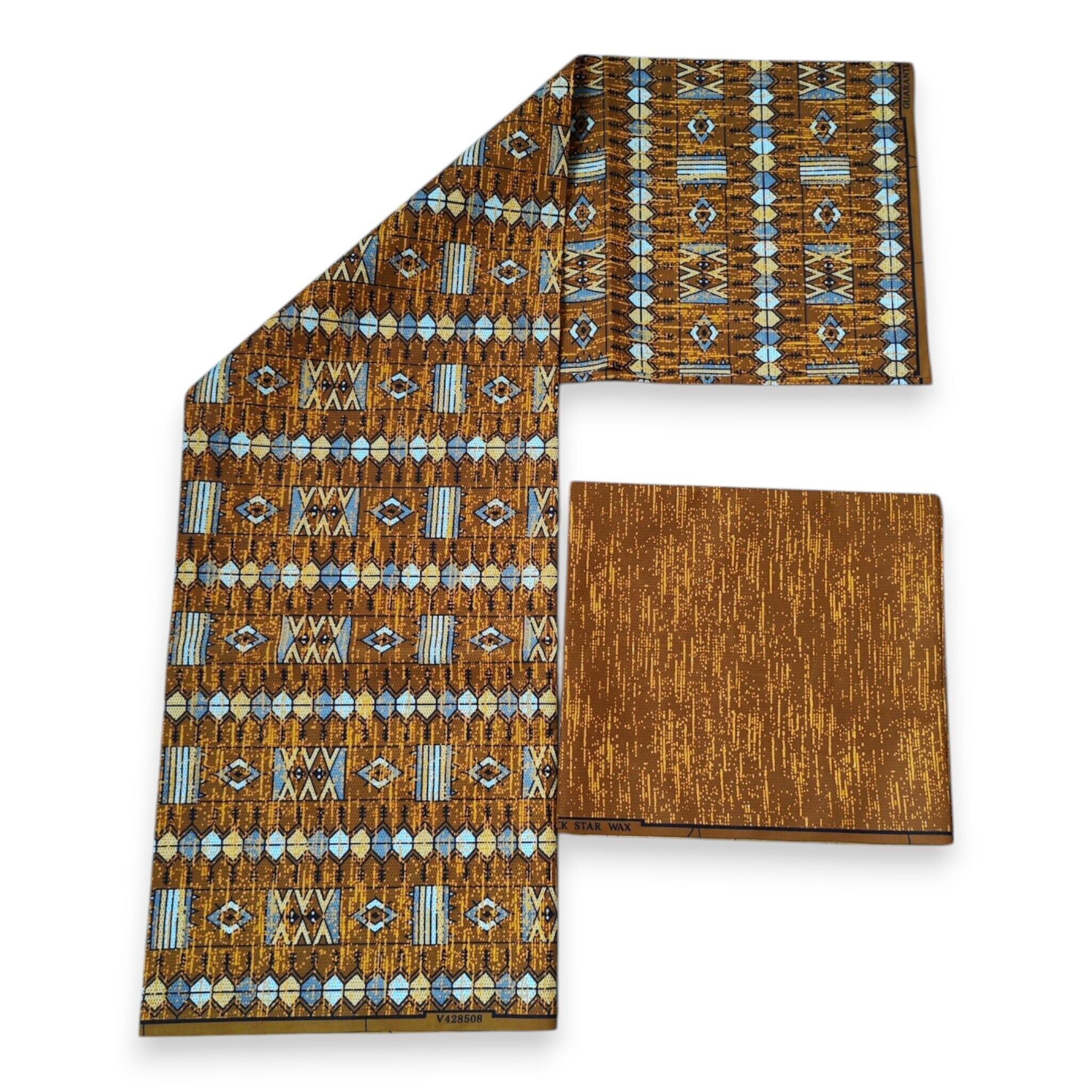 Afrikanischer Druckstoff – Zweifarbiger Druck, Baumwollmischgewebe – 6 Yards Kombination (4+2 Yards) PO-5026