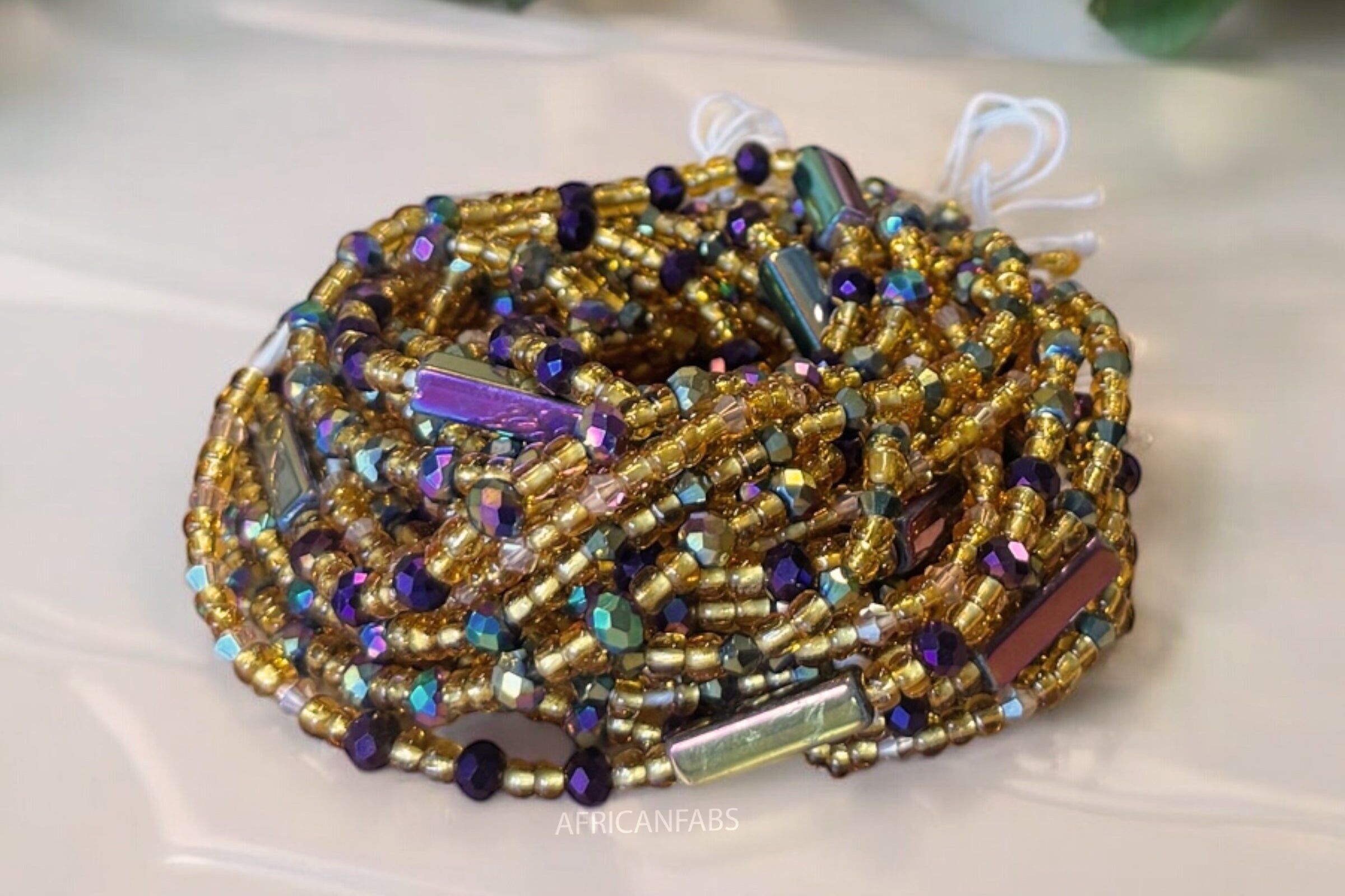 Perles de taille / Chaîne de hanche africaine - Adamma - Mélange d'or (Filet traditionnel non élastique)