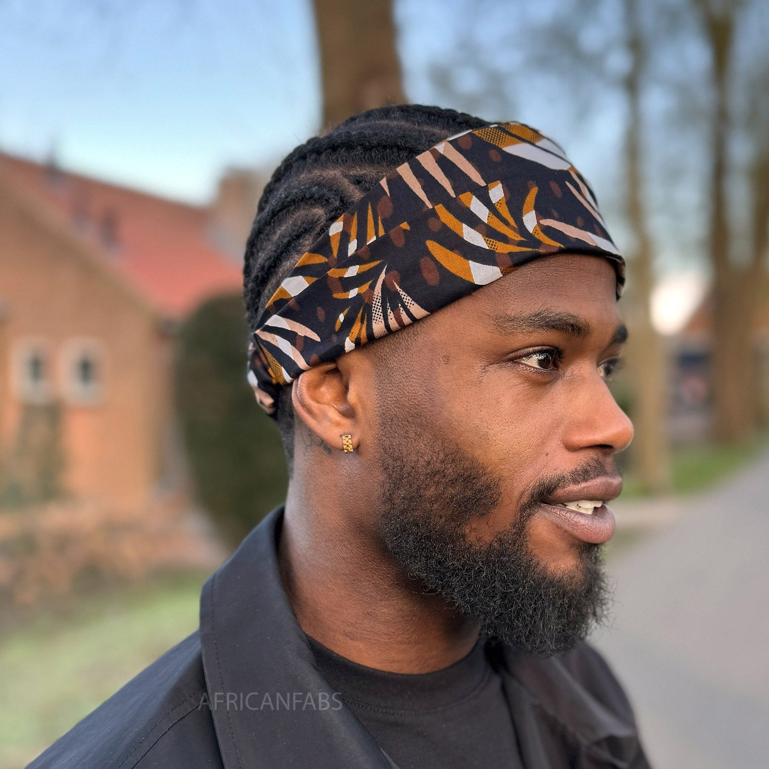 Haarband mit afrikanischem Muster – Unisex Erwachsene – Haaraccessoires – Mix aus braunen Federn