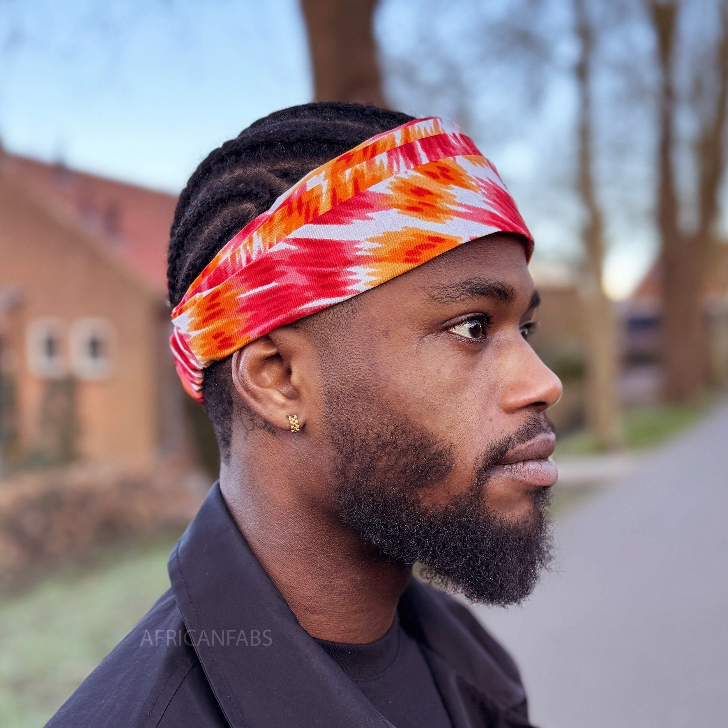 Haarband mit afrikanischem Muster – Unisex Erwachsene – Haaraccessoires – Orange Batik