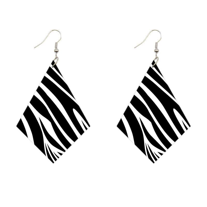 Ohrringe mit afrikanischem Muster | Rautenform - Zebra
