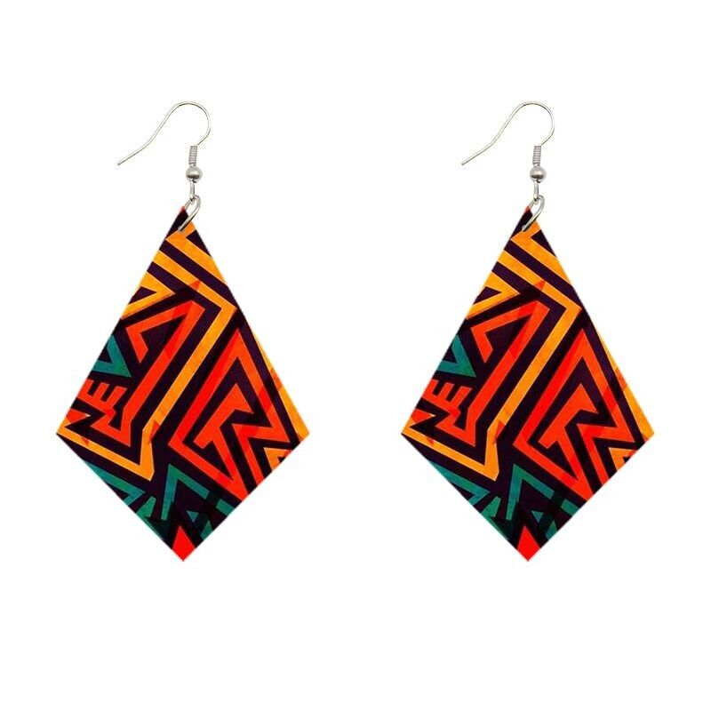 Ohrringe mit afrikanischem Muster | Rautenform - Formen