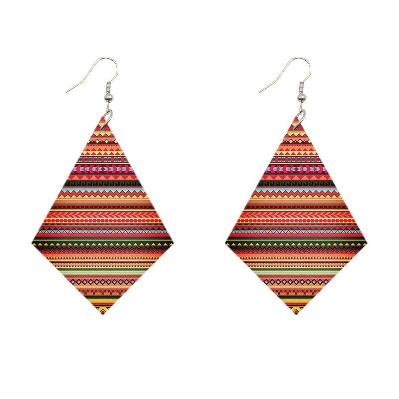 Ohrringe mit afrikanischem Muster | Rautenform - Streifen