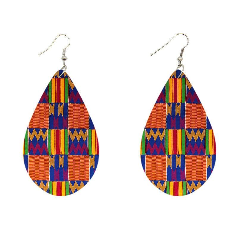 Blaue Kente-Ohrringe in Tropfenform – afrikanisch inspiriert