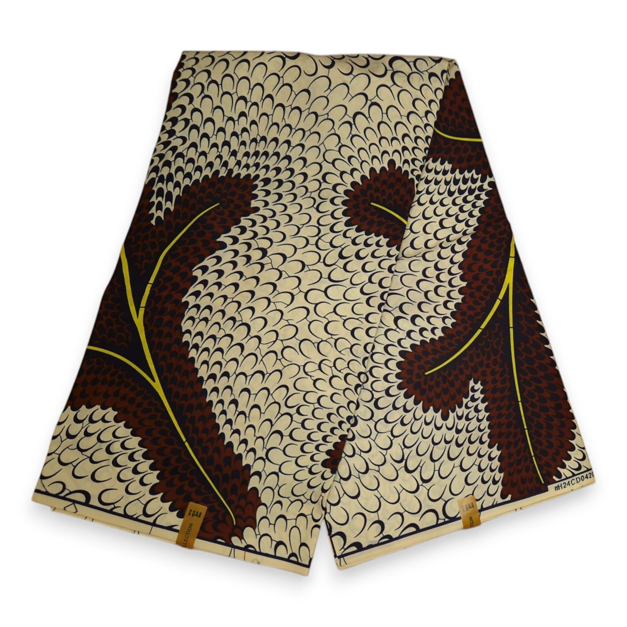 6 yards - Tissu imprimé africain - Marron PO-5014 - Polycoton
