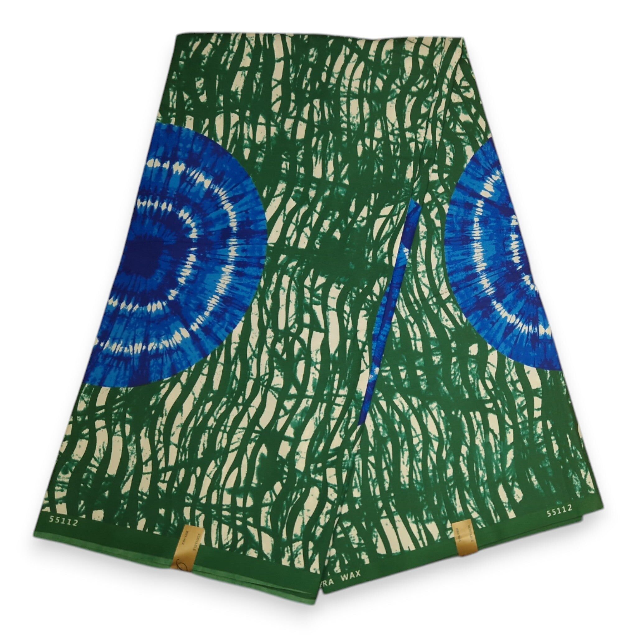 6 Yards - Afrikanischer Druckstoff - Grün/Blau Batik - Baumwollmischgewebe