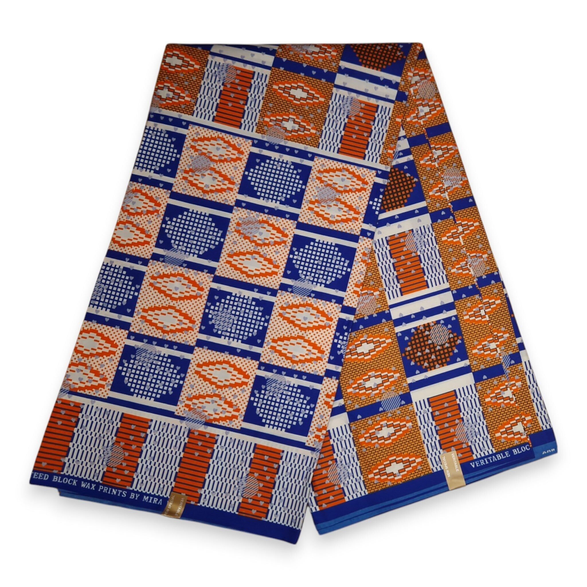 6 Yards – Afrikanischer Druckstoff – Orange Kente – Poly