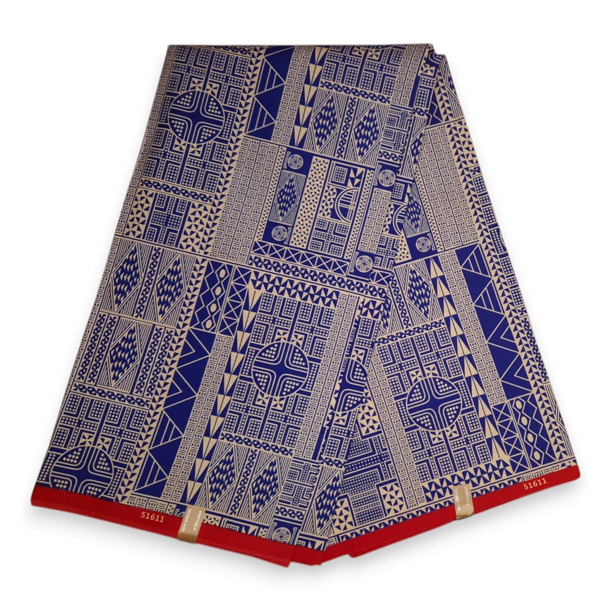 6 yards - Tissu imprimé africain - Bleu Ndop Cameroun - Poly