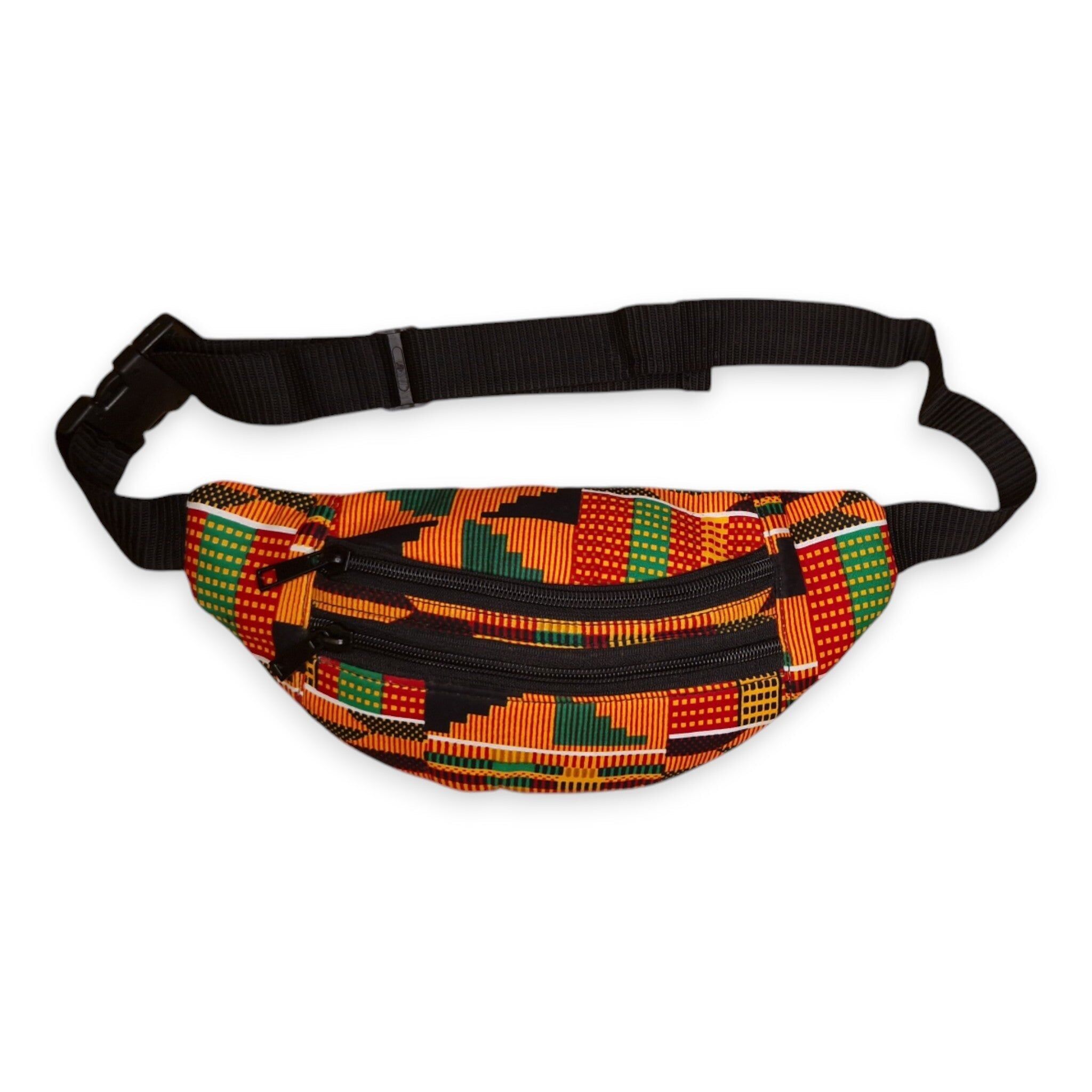 Bauchtasche mit afrikanischem Muster – Orange Kente – Ankara Hüfttasche / Gürteltasche / Festivaltasche
