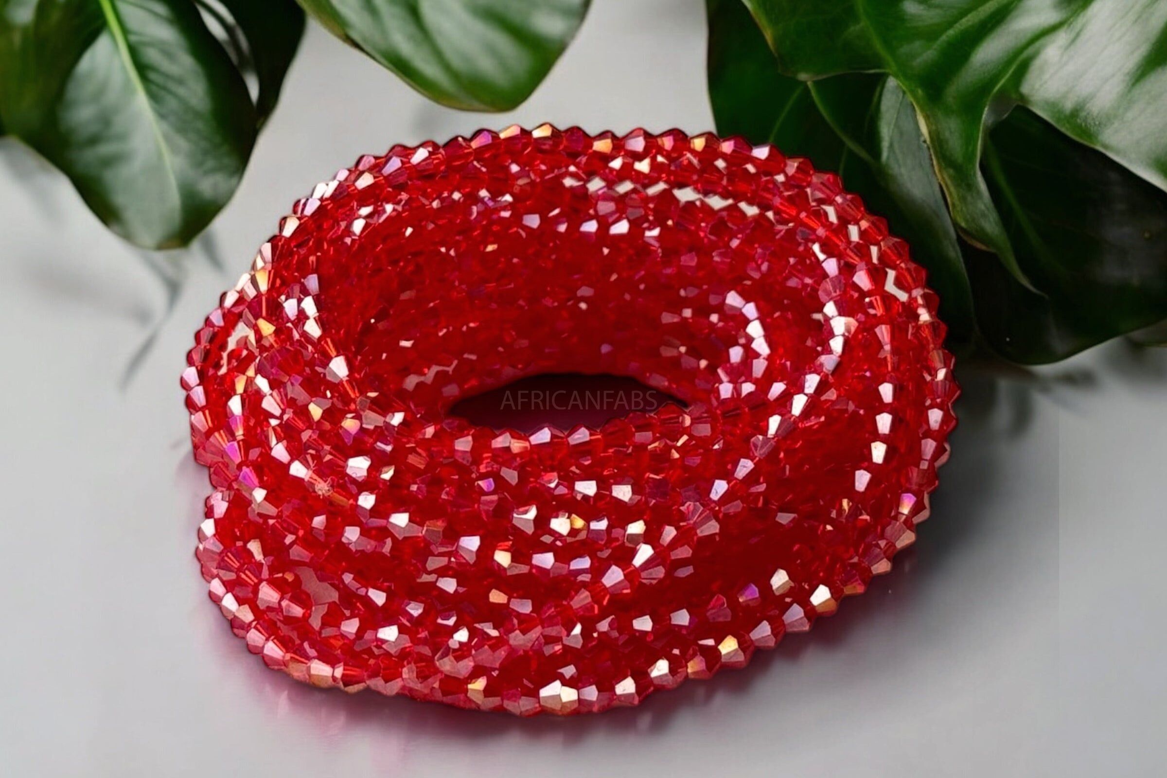 Hüftperlen / Afrikanische Hüftkette - Ododo - Roter Kristall (elastisch)