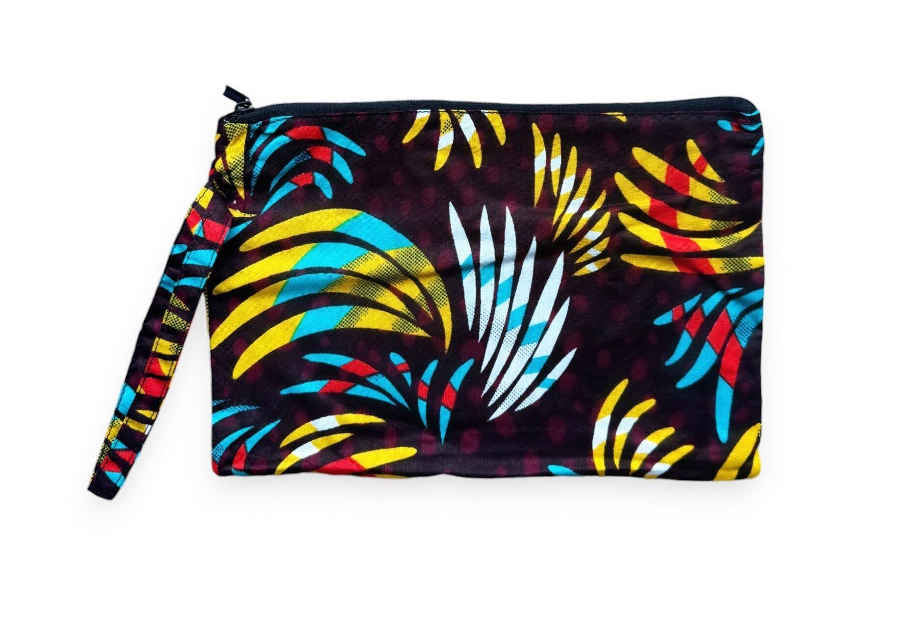 Kosmetiktasche / Federmäppchen / Kosmetikbeutel / Geldbörse mit afrikanischem Muster - Mehrfarbige Federn