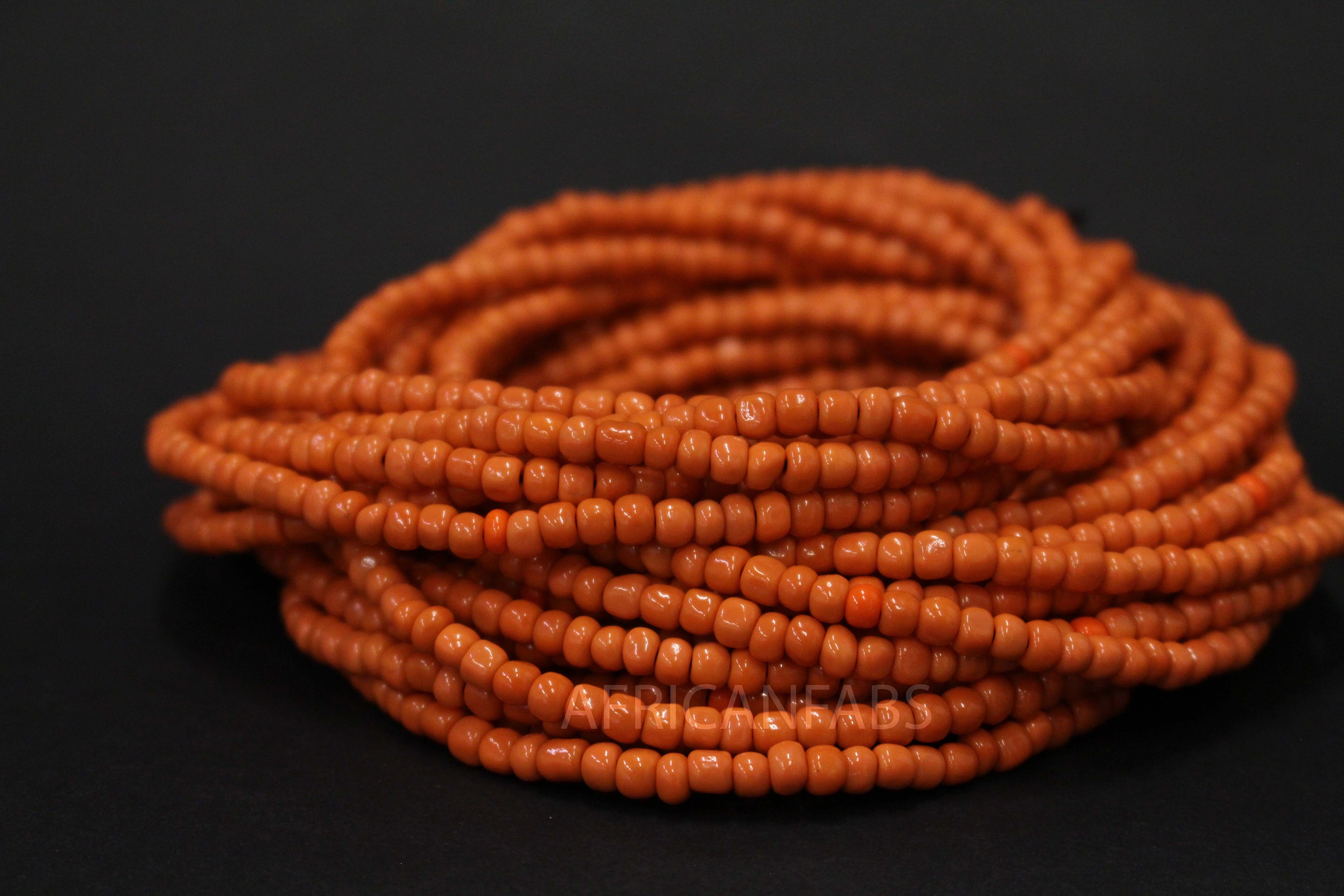 Hüftperlen / Afrikanische Hüftkette - BENIN - Orange (elastisch)