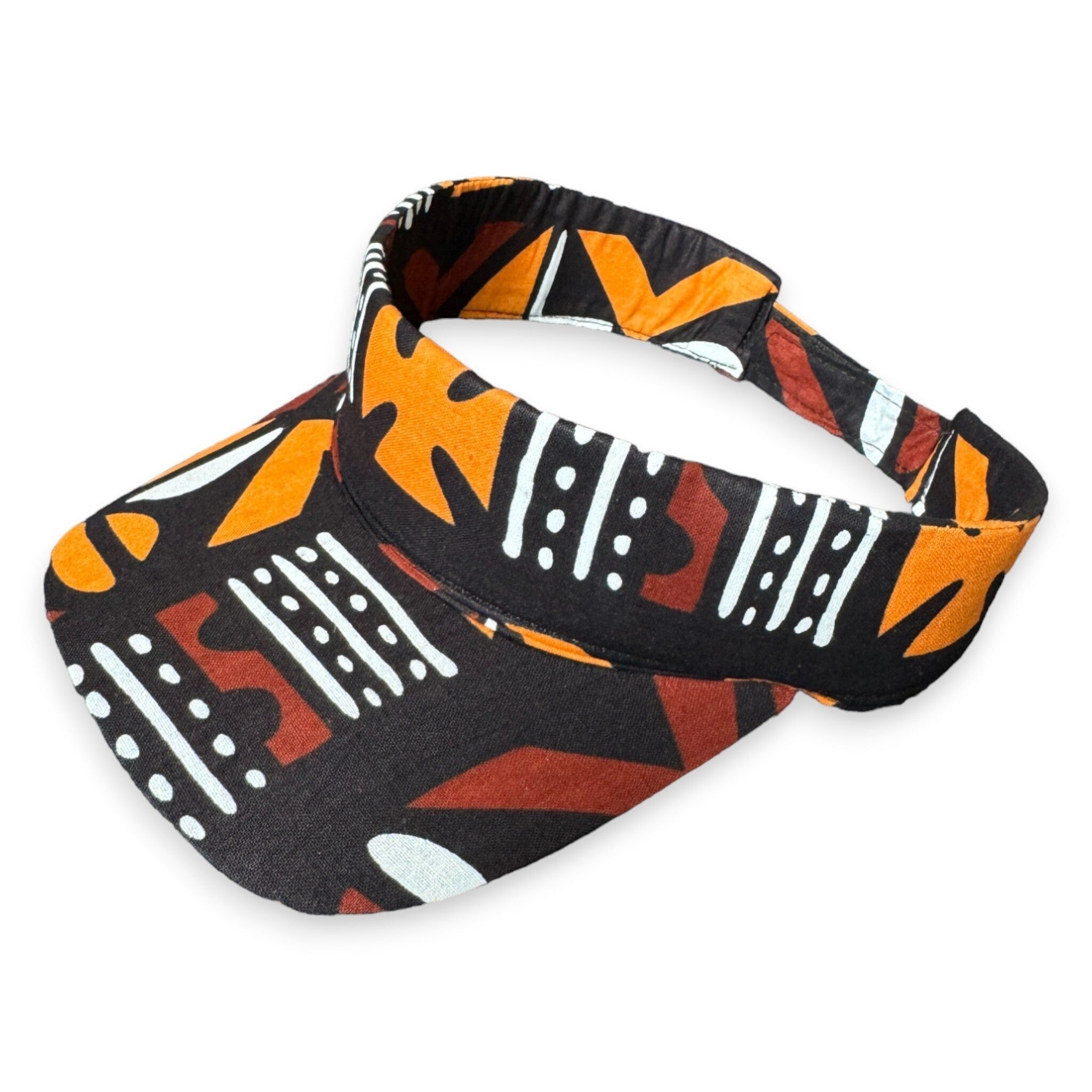 Afrikanischer Print, Sonnenblende-Kappe - Braun Bogolan