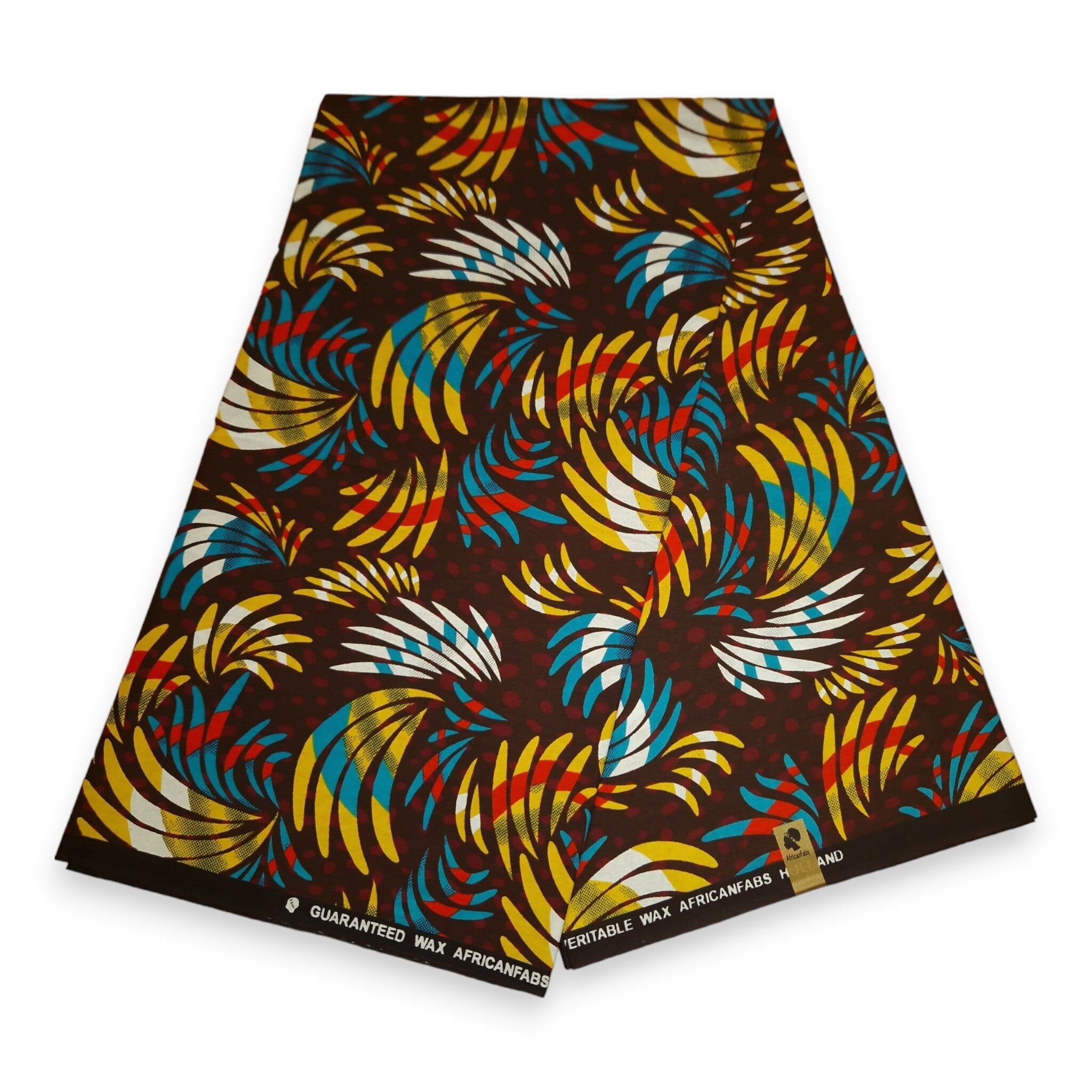 6 Yards – Afrikanischer Stoff mit mehrfarbigen Federn – 100 % Baumwolle