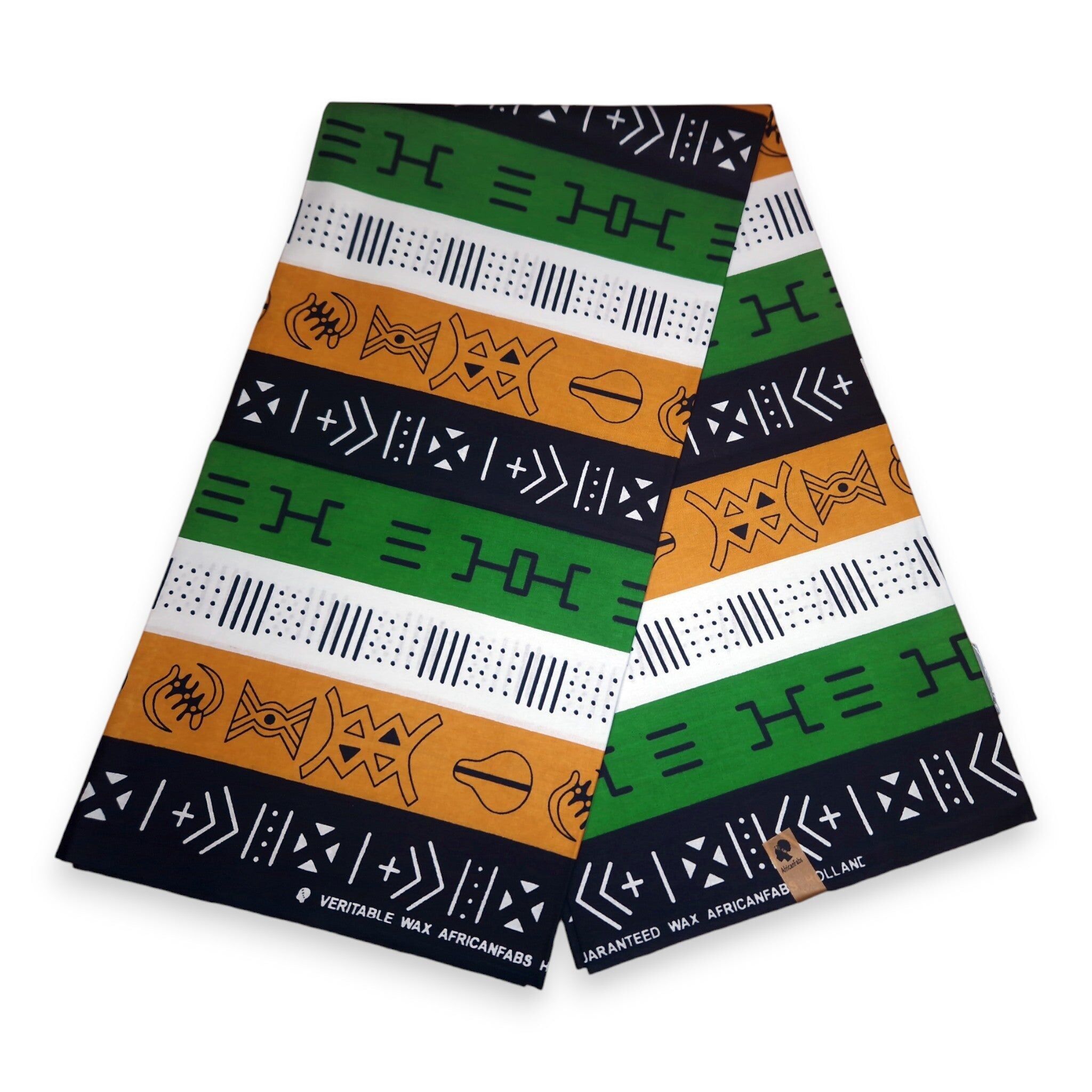 6 Yards - Afrikanischer grüner Bogolan-Stoff mit Schlammtuchdruck (Traditionell Mali)