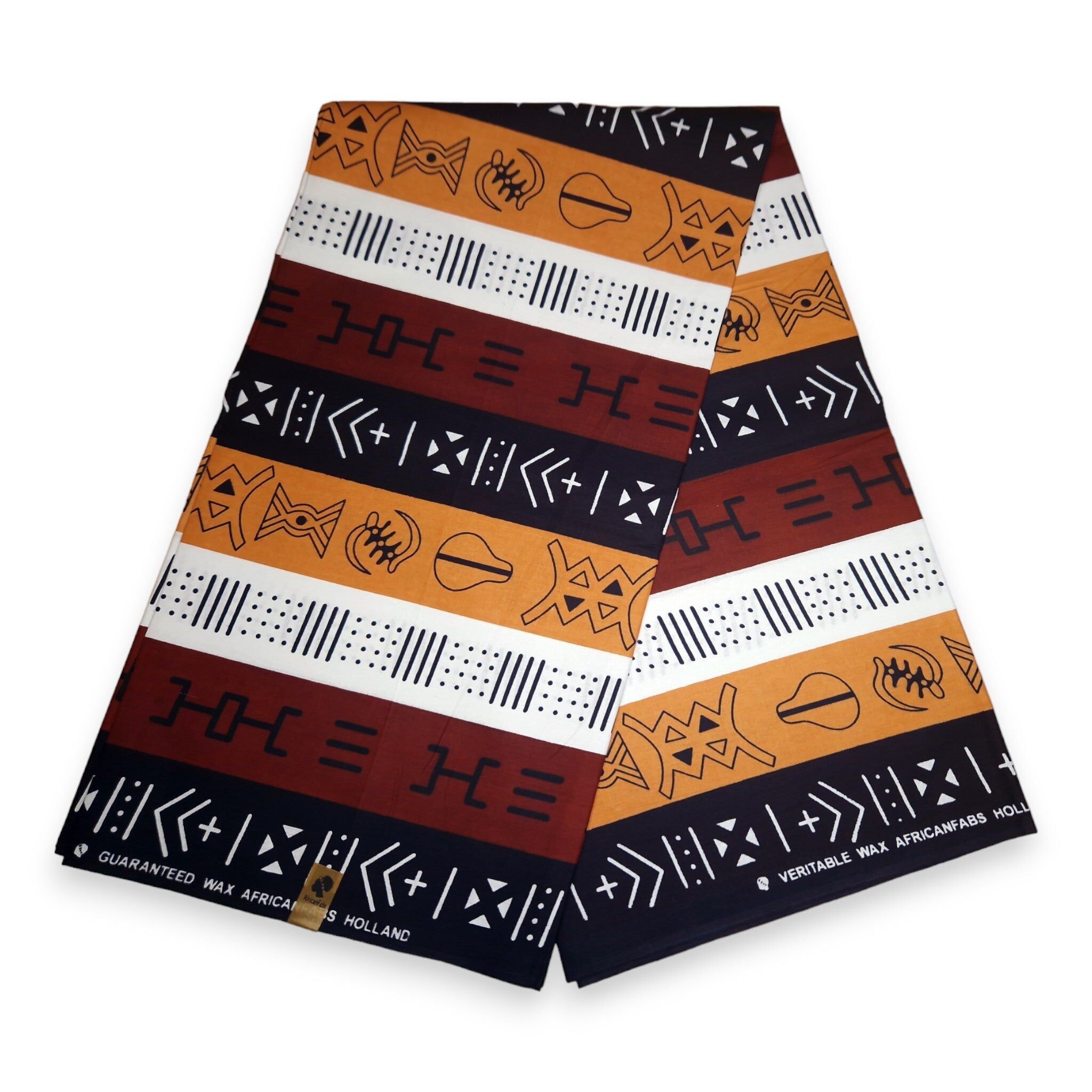 6 Yards - Afrikanischer brauner Bogolan-Stoff mit Schlammtuchdruck (Traditionell Mali)