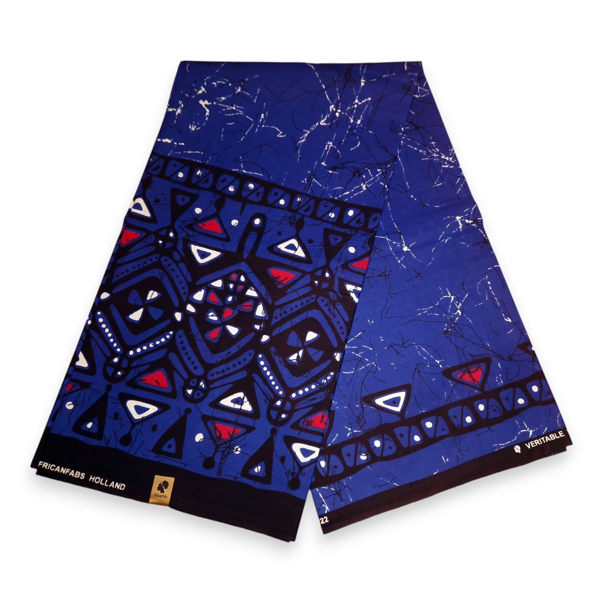 6 Yards – Afrikanischer Stoff mit Muster – Blau Kampala – 100 % Baumwolle