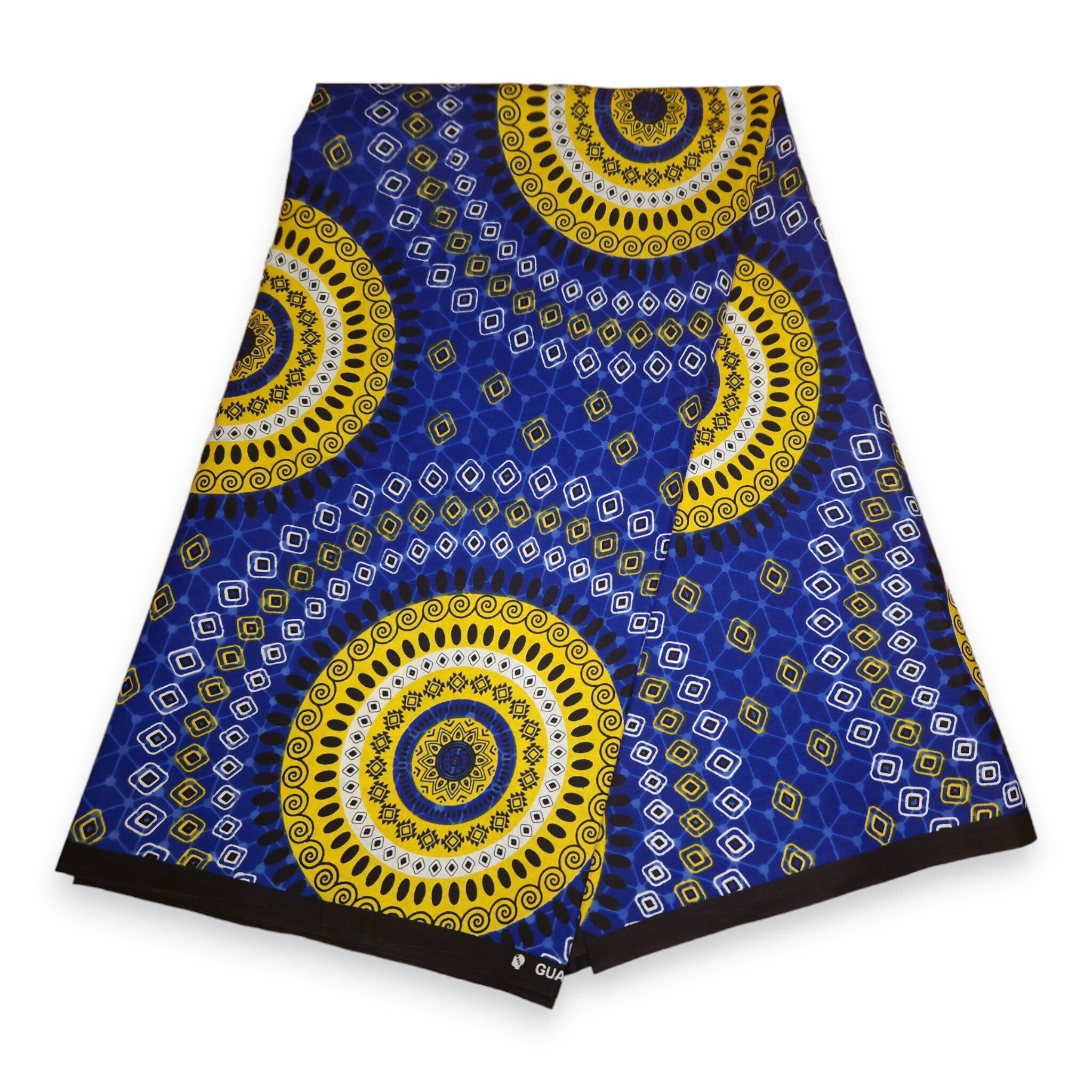 6 Yards – Afrikanischer Stoff mit blau gepunktetem Muster – 100 % Baumwolle
