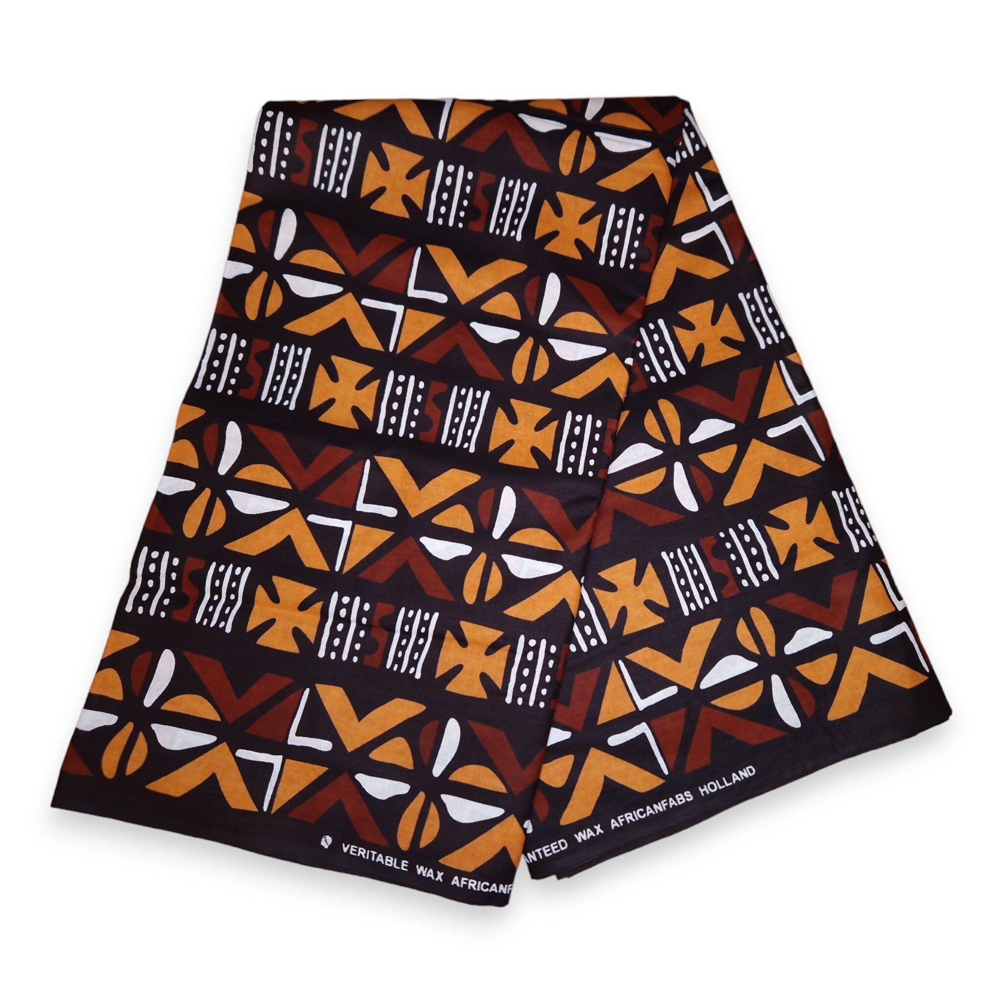6 Yards - Afrikanischer brauner Bogolan-Stoff mit Schlammtuchmuster (Traditionell aus Mali)