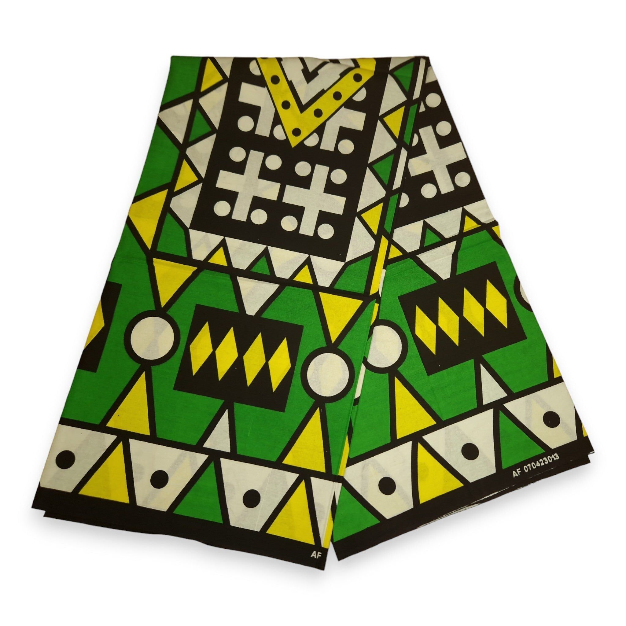 6 Yards – Afrikanischer Stoff mit Muster – Grün Samakaka / Samacaca (Angola) – 100 % Baumwolle