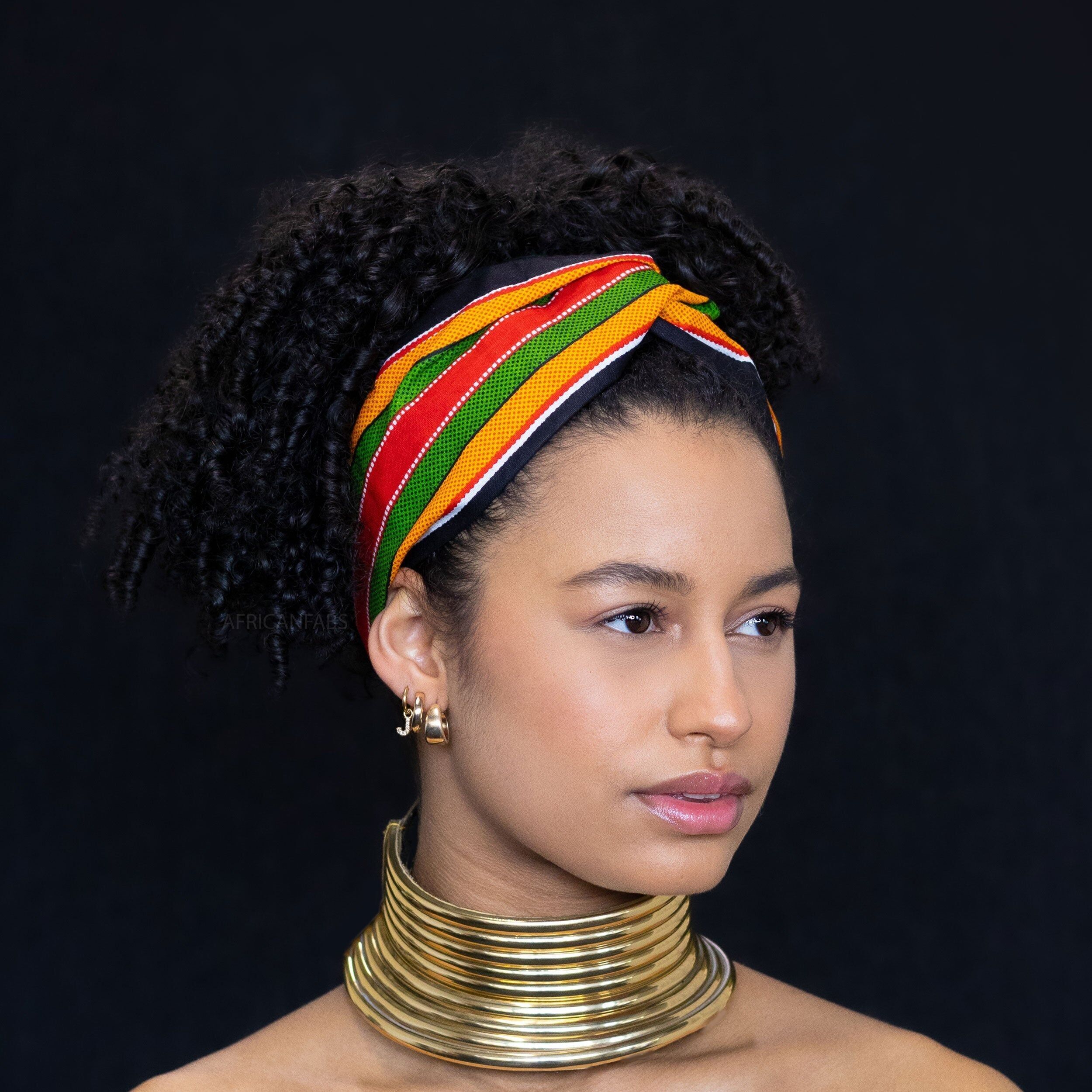 Stirnband mit afrikanischem Muster – Erwachsene – Haarschmuck – Schwarz/Panafrikanischer Kente