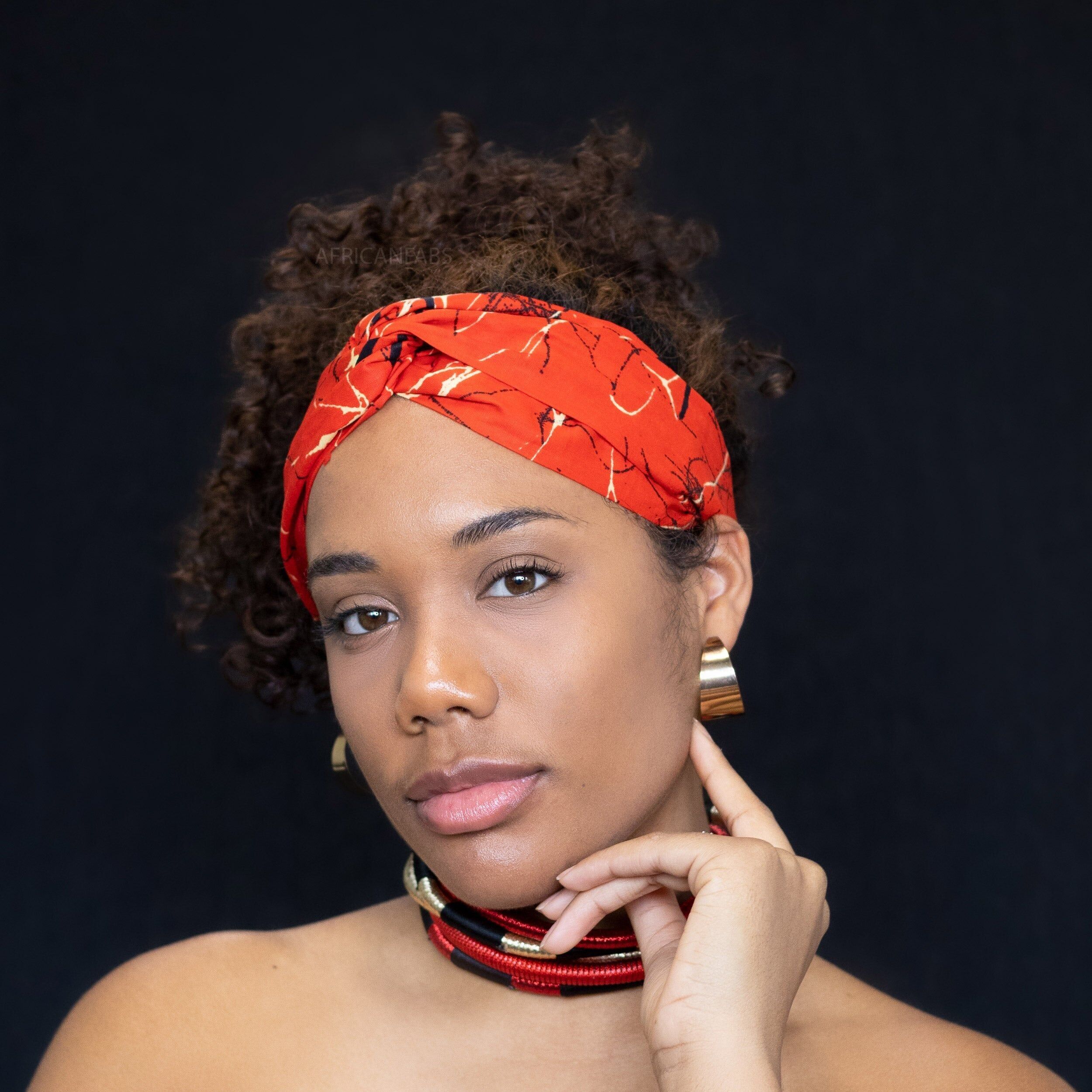 Afrikanisches Haarband mit Muster – Erwachsene – Haaraccessoires – Rot, Kampala