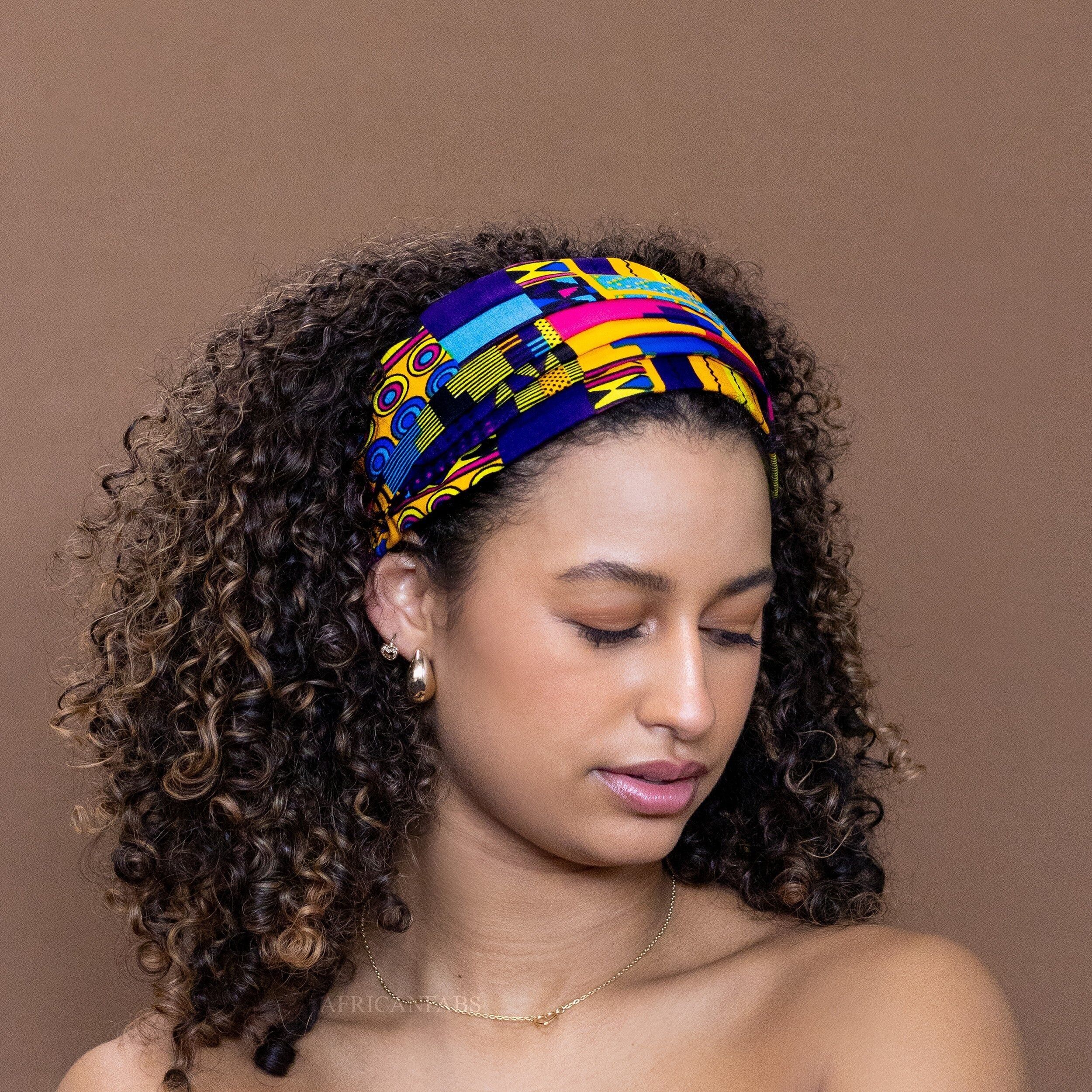 Bandeau à imprimé africain - Unisexe Adulte - Accessoires pour cheveux - Kente violet multicolore