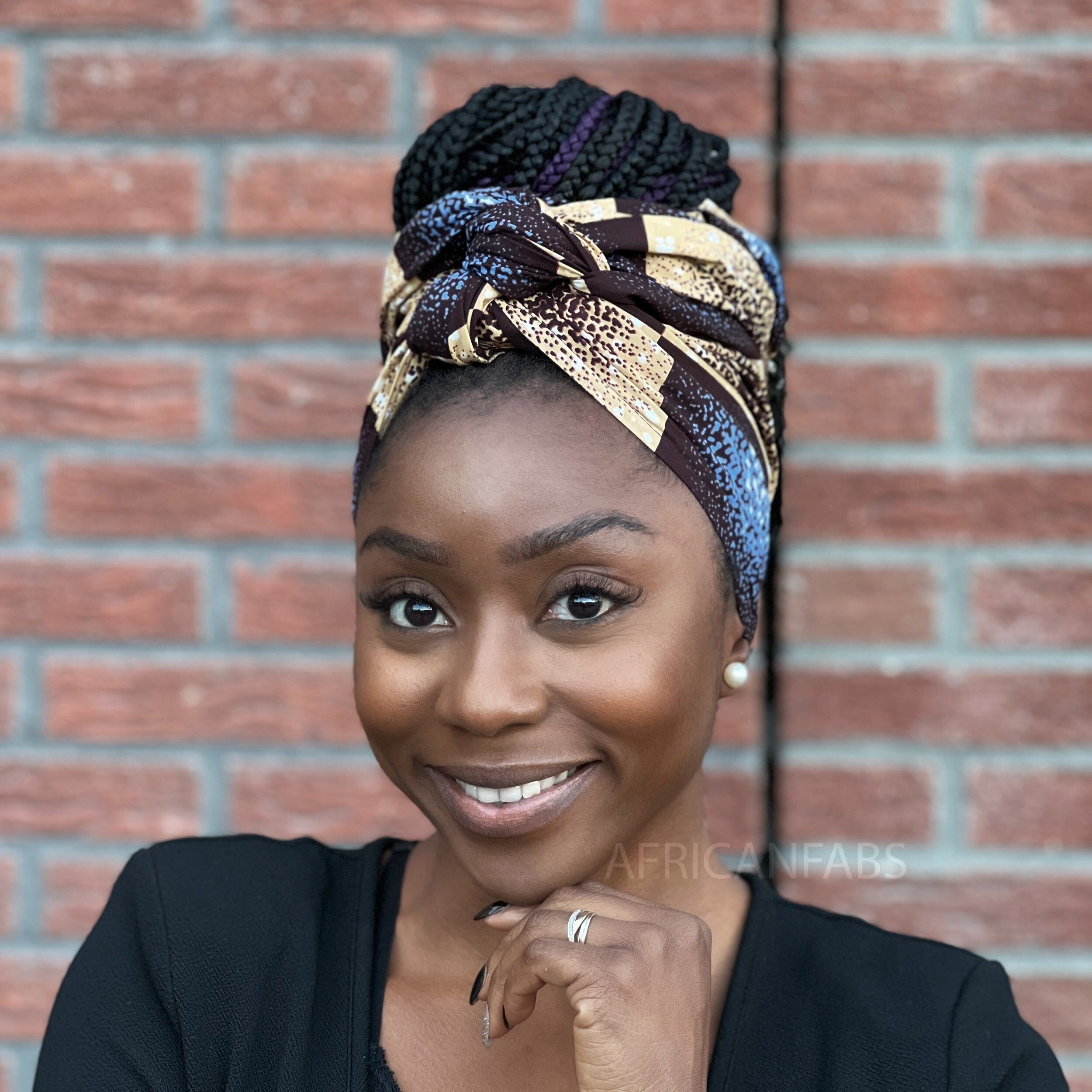 Bleu Africain / Galaxie beige / headwrap