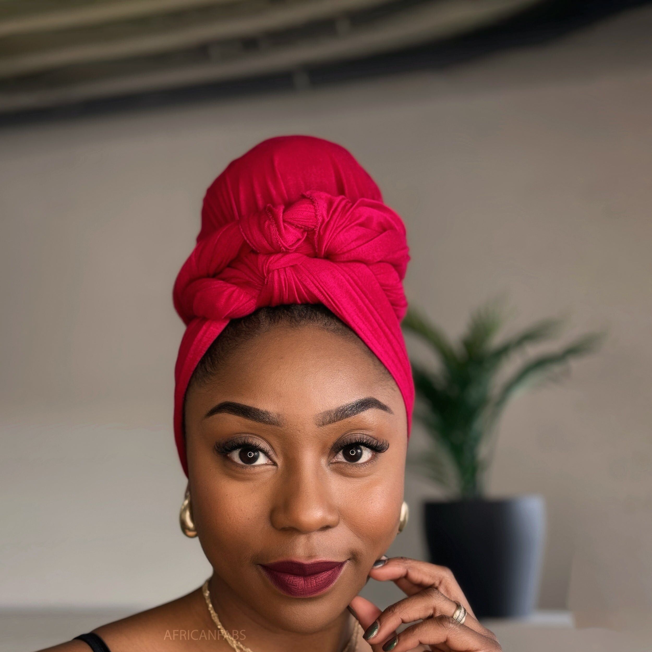 Fascia per capelli rosso scuro - Turbante in tessuto jersey elasticizzato