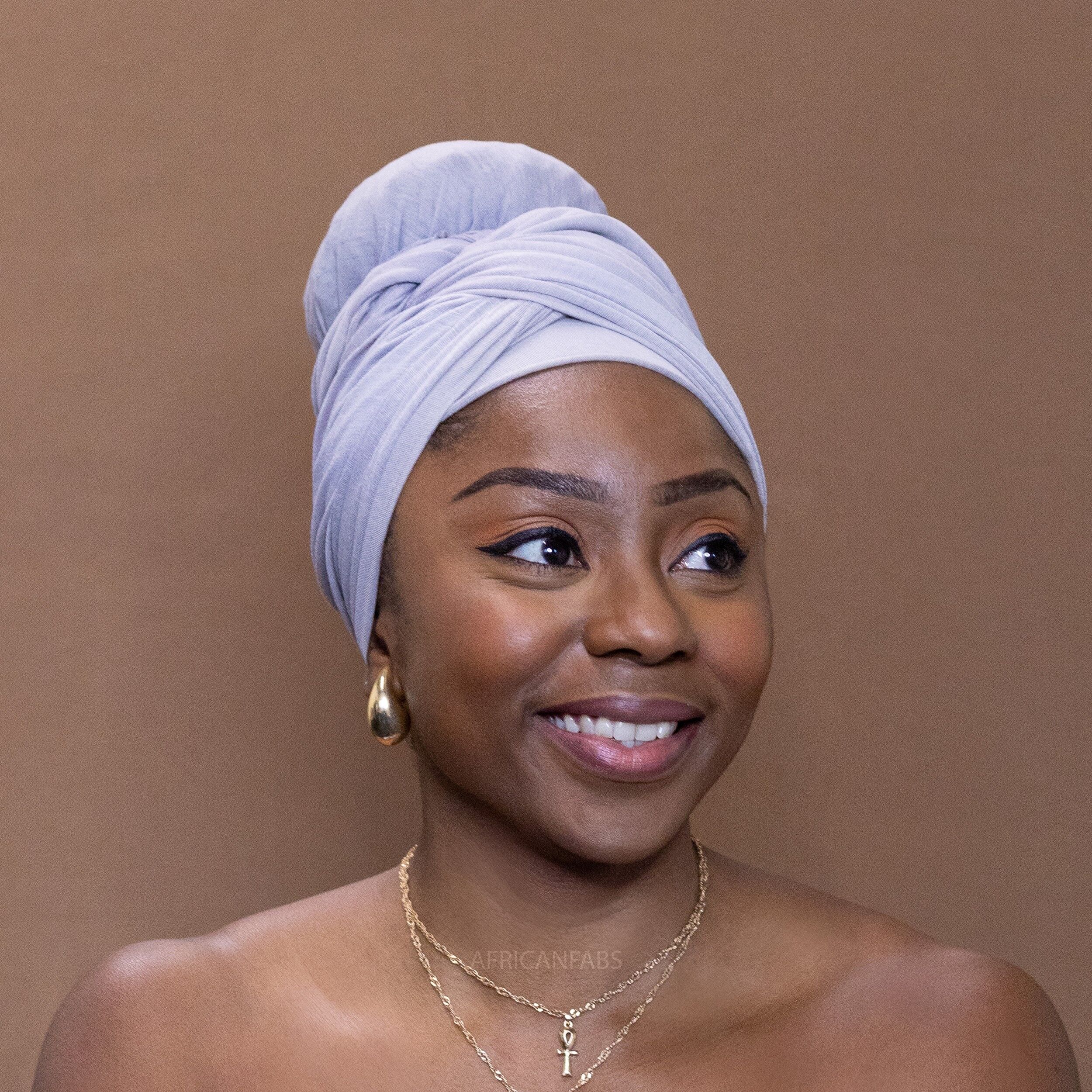 Fascia per capelli grigia - Turbante in tessuto jersey elasticizzato