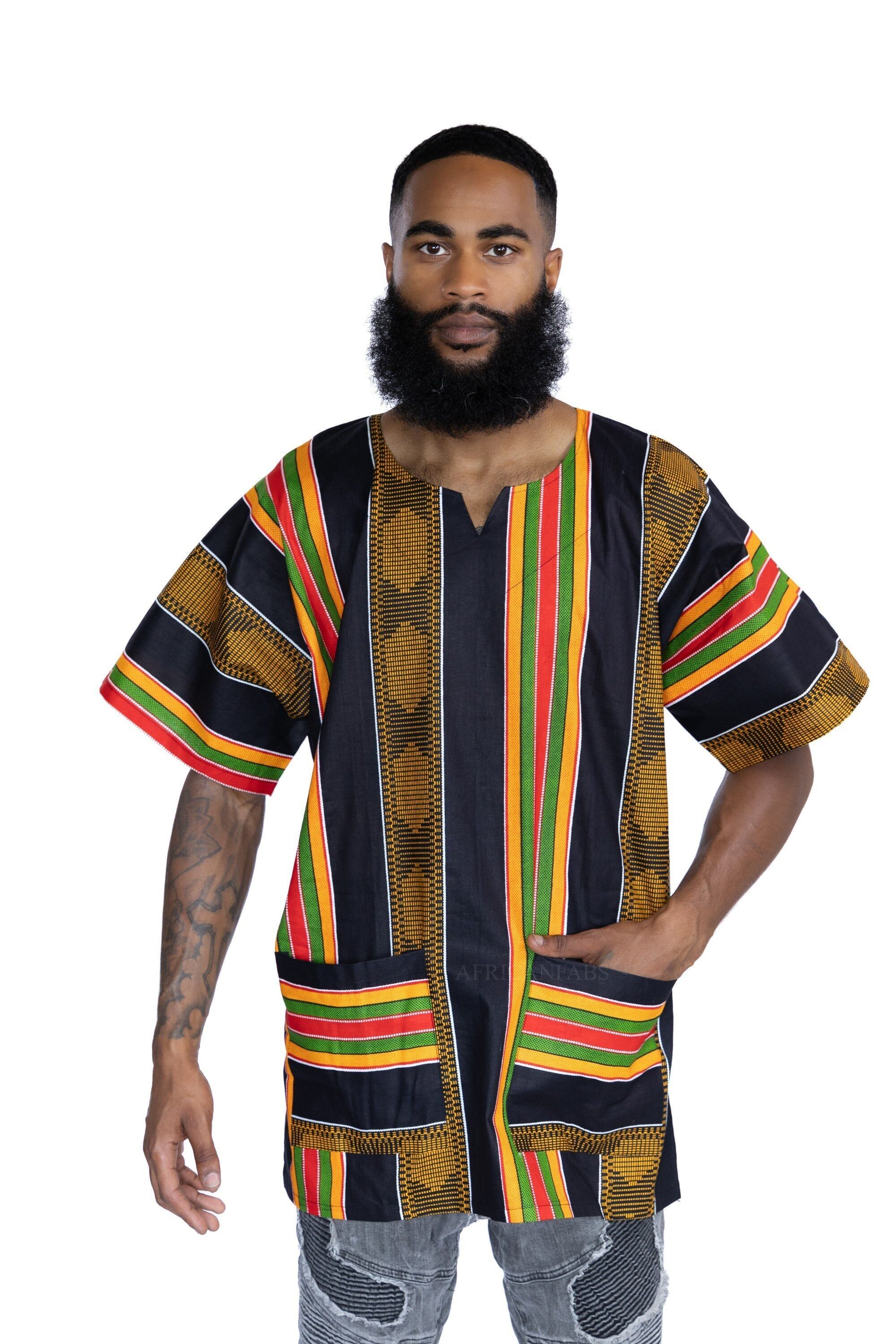 Chemise/robe Dashiki noire panafricaine - Haut à imprimé africain - Unisexe