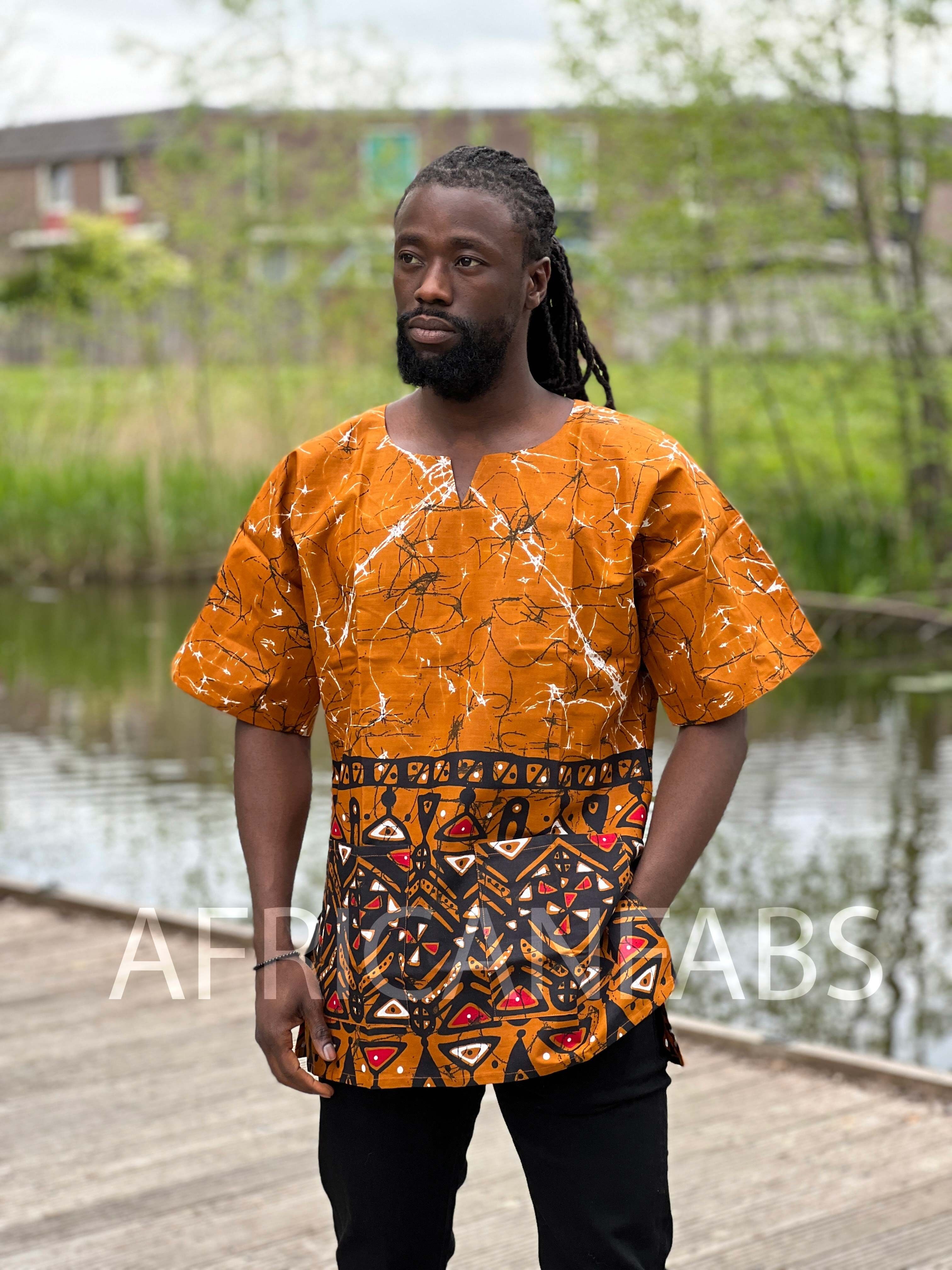 Camicia Dashiki color senape / Abito Dashiki - Top con stampa africana - Unisex