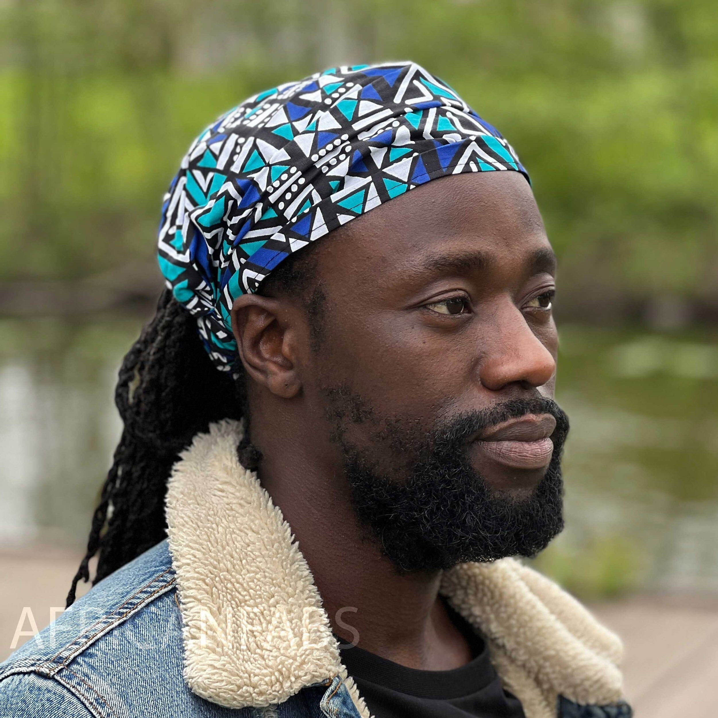 Fascia per capelli con stampa africana - Unisex per adulti - Accessori per capelli - Blu / Turchese
