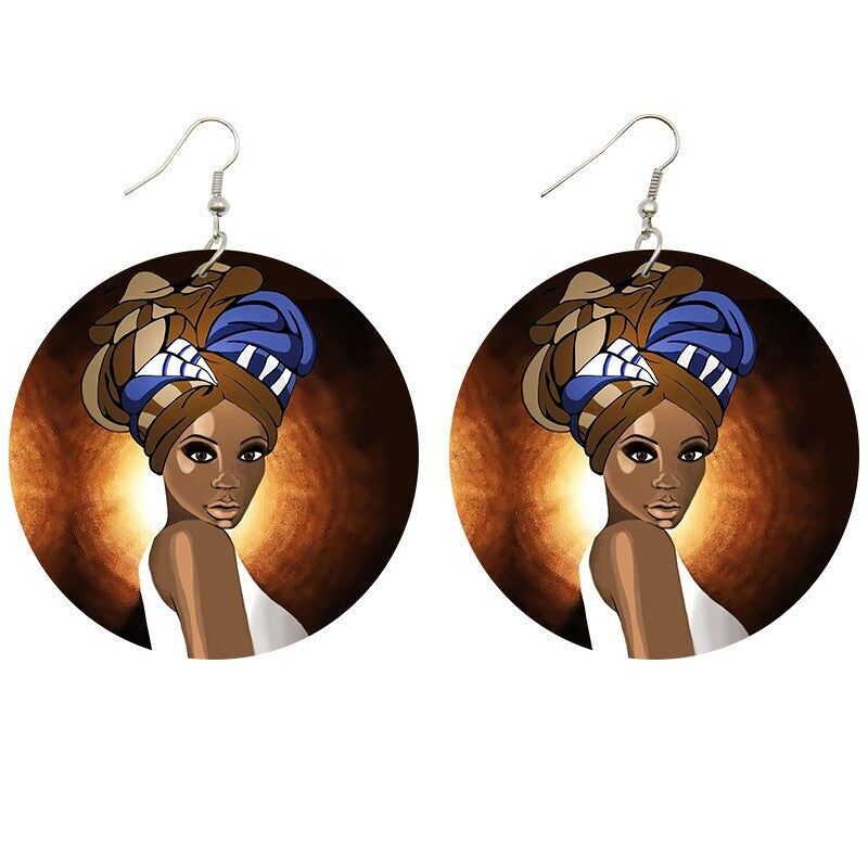 Ragazza con turbante blu | Orecchini di ispirazione africana