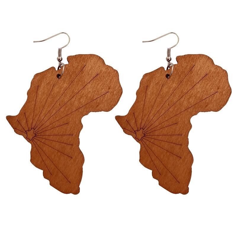 Africa forma marrone - orecchini in legno di ispirazione africana