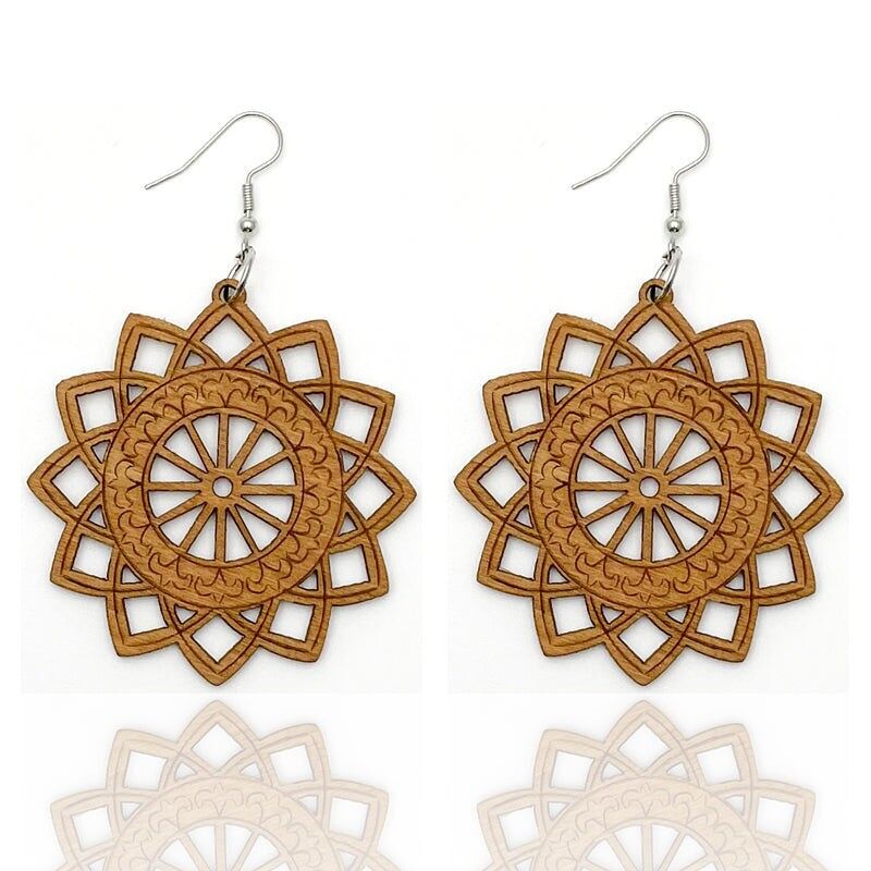 Fiore di legno - Orecchini di ispirazione africana