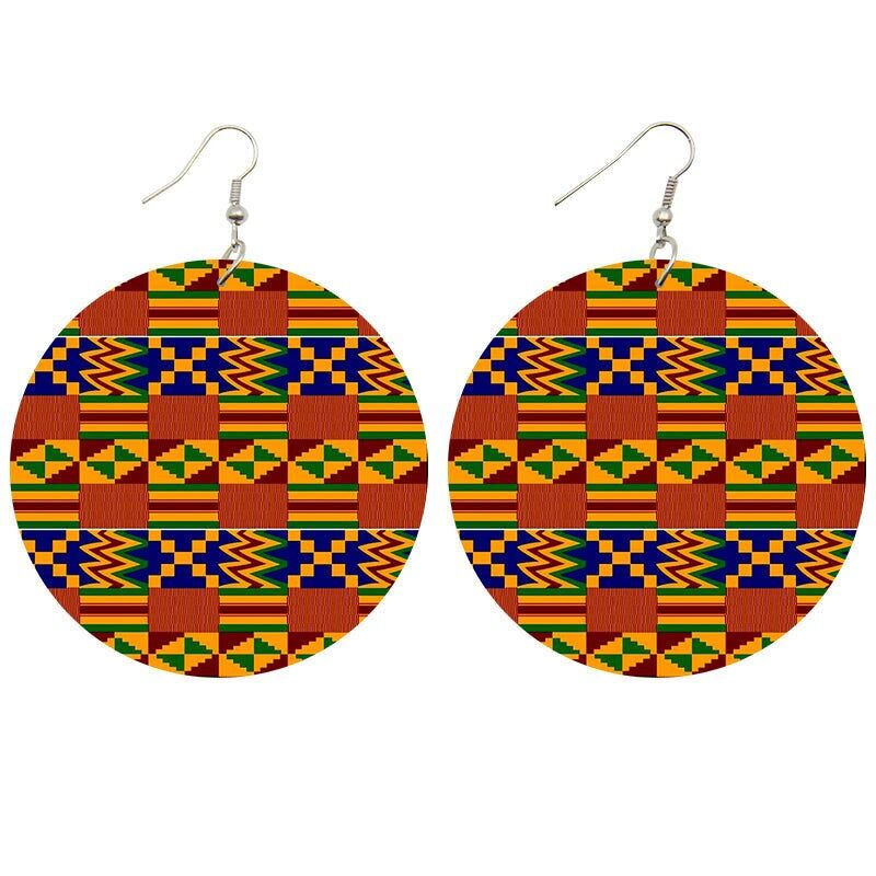 Ohrringe mit Kente-Muster in Rot/Blau/Gelb/Grün