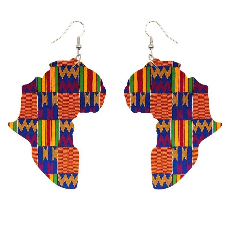 Orecchini a forma di continente africano Kente