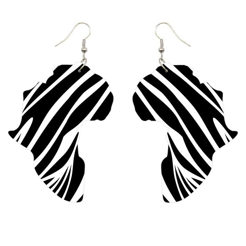 Orecchini a forma di continente africano Nero / bianco