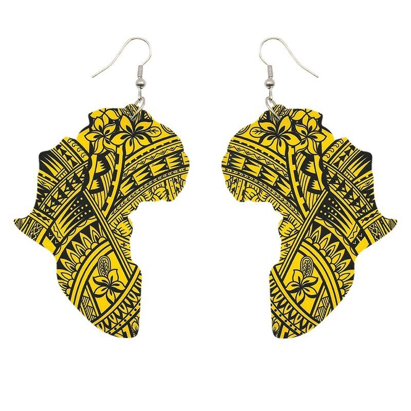Orecchini a forma di continente africano gialli