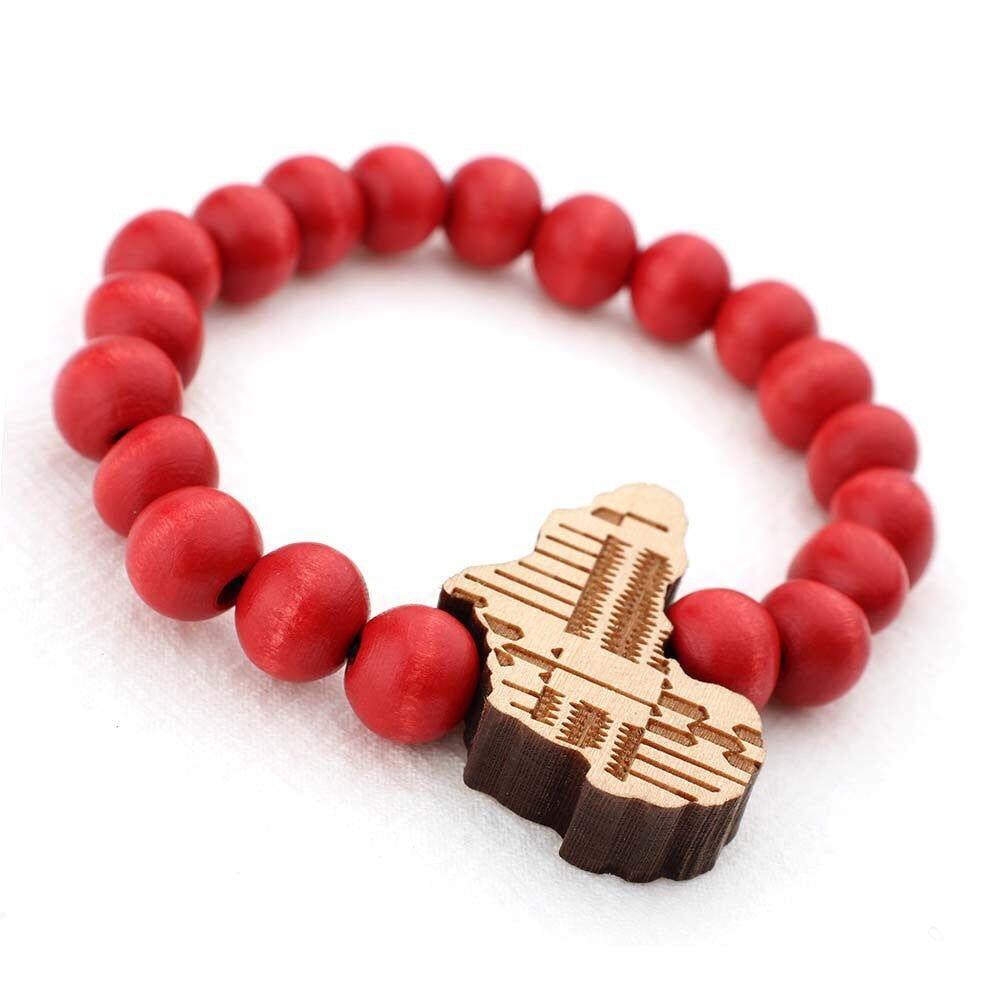 Bracciale africano - Bracciale con perline di legno - Continente africano - Rosso