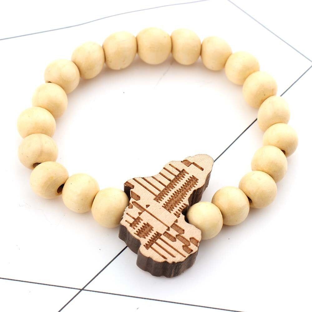 Afrikanisches Armband – Holzperlenarmband – Afrikanischer Kontinent – ​​Creme