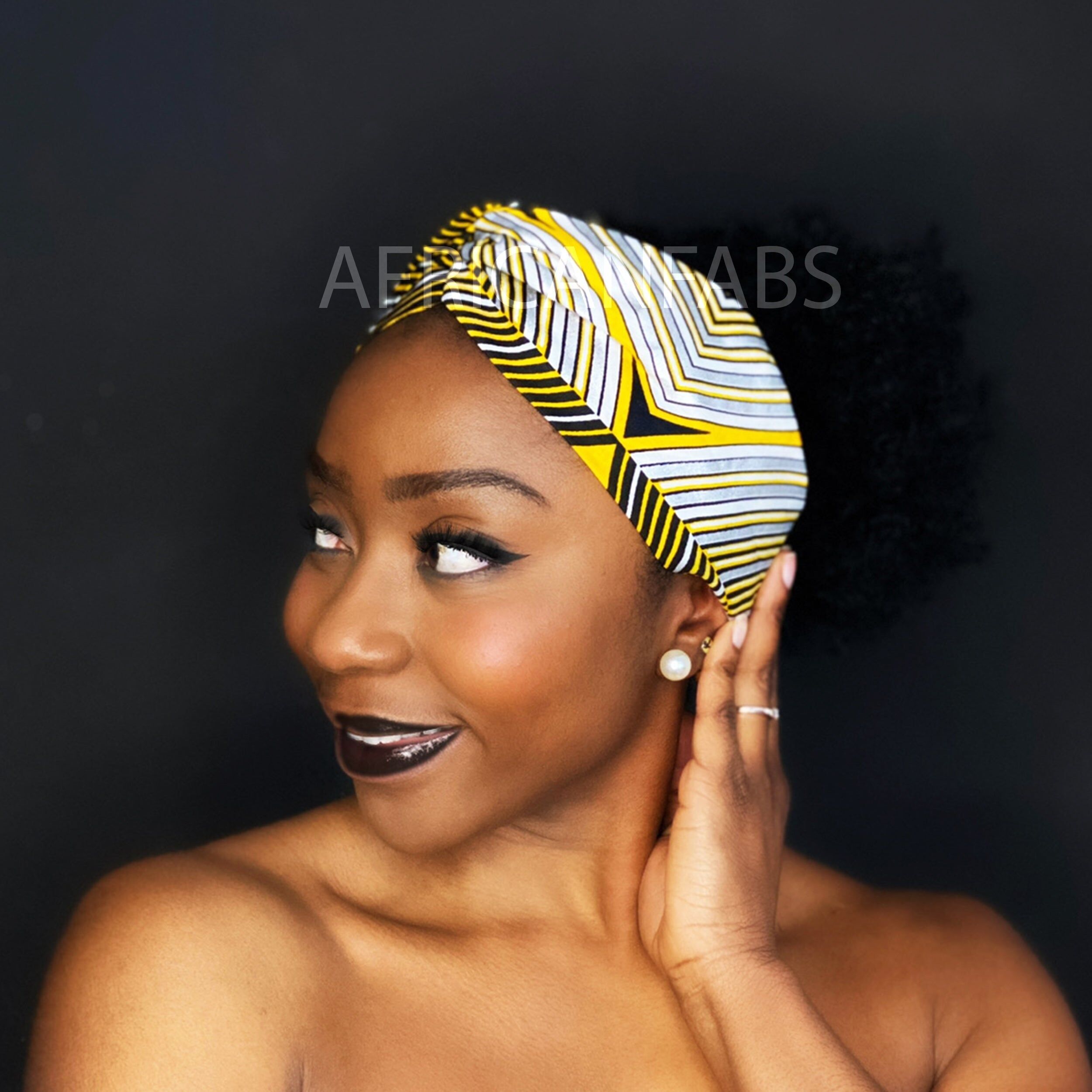 Fascia per capelli con stampa africana - Adulti - Accessori per capelli - Colore giallo/argento